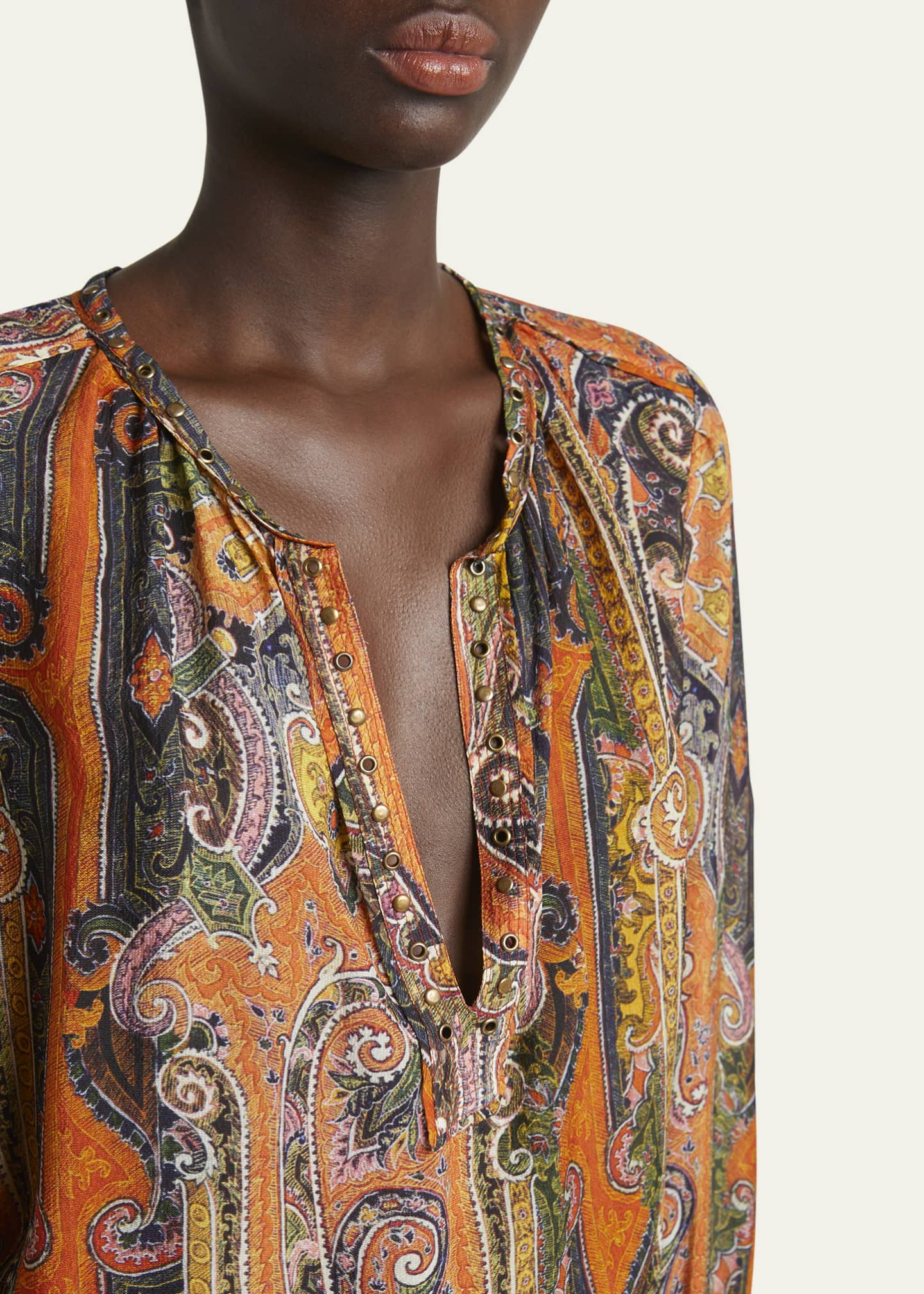 Isabel Marant May Paisley Studded Silk Top Image 5 of 5