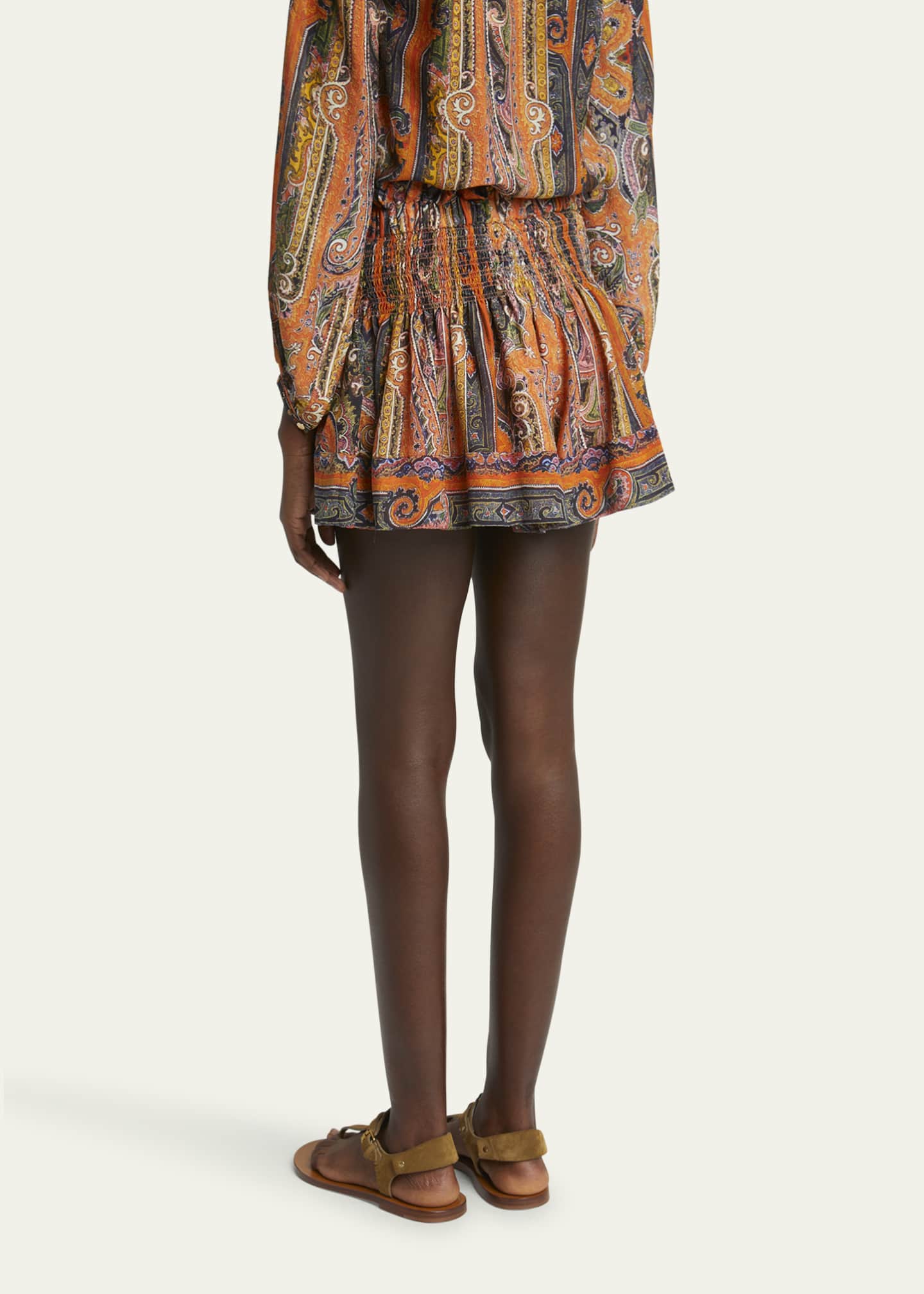 Isabel Marant Maelly Paisley Wide Silk Shorts Image 3 of 5
