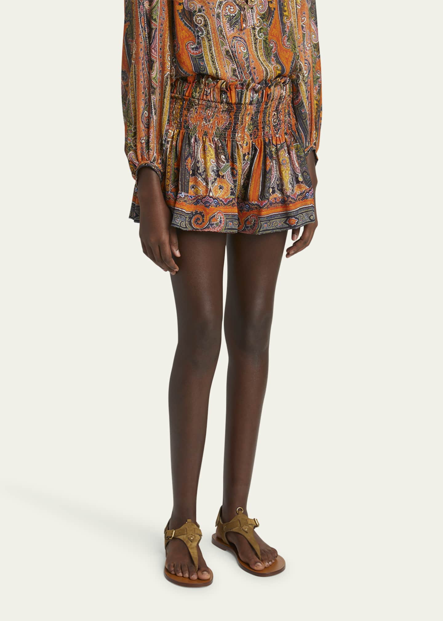 Isabel Marant Maelly Paisley Wide Silk Shorts Image 4 of 5