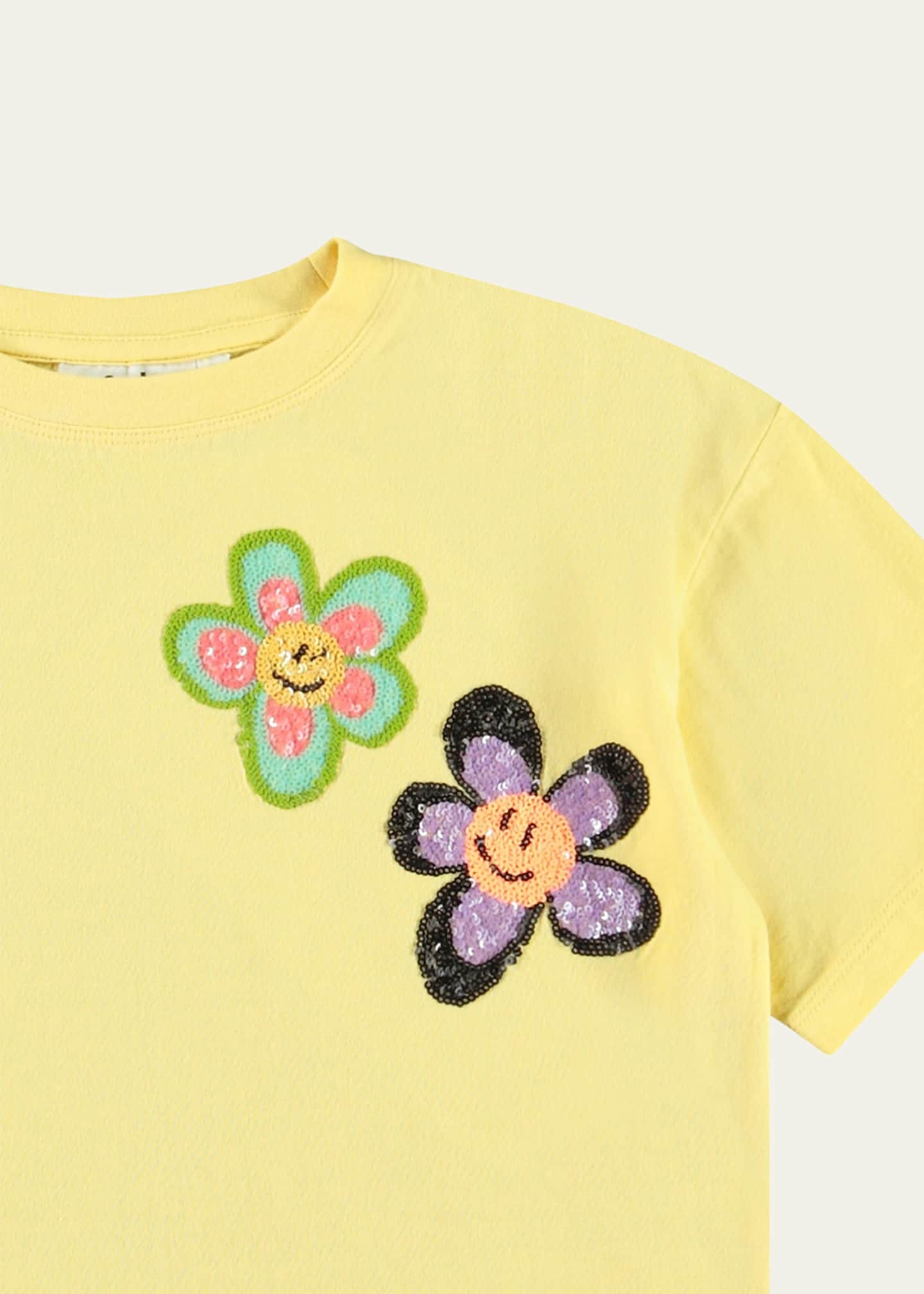 Molo Girl's Reinette Sequin Flowers T-Shirt, Size 4-6 Image 3 of 3