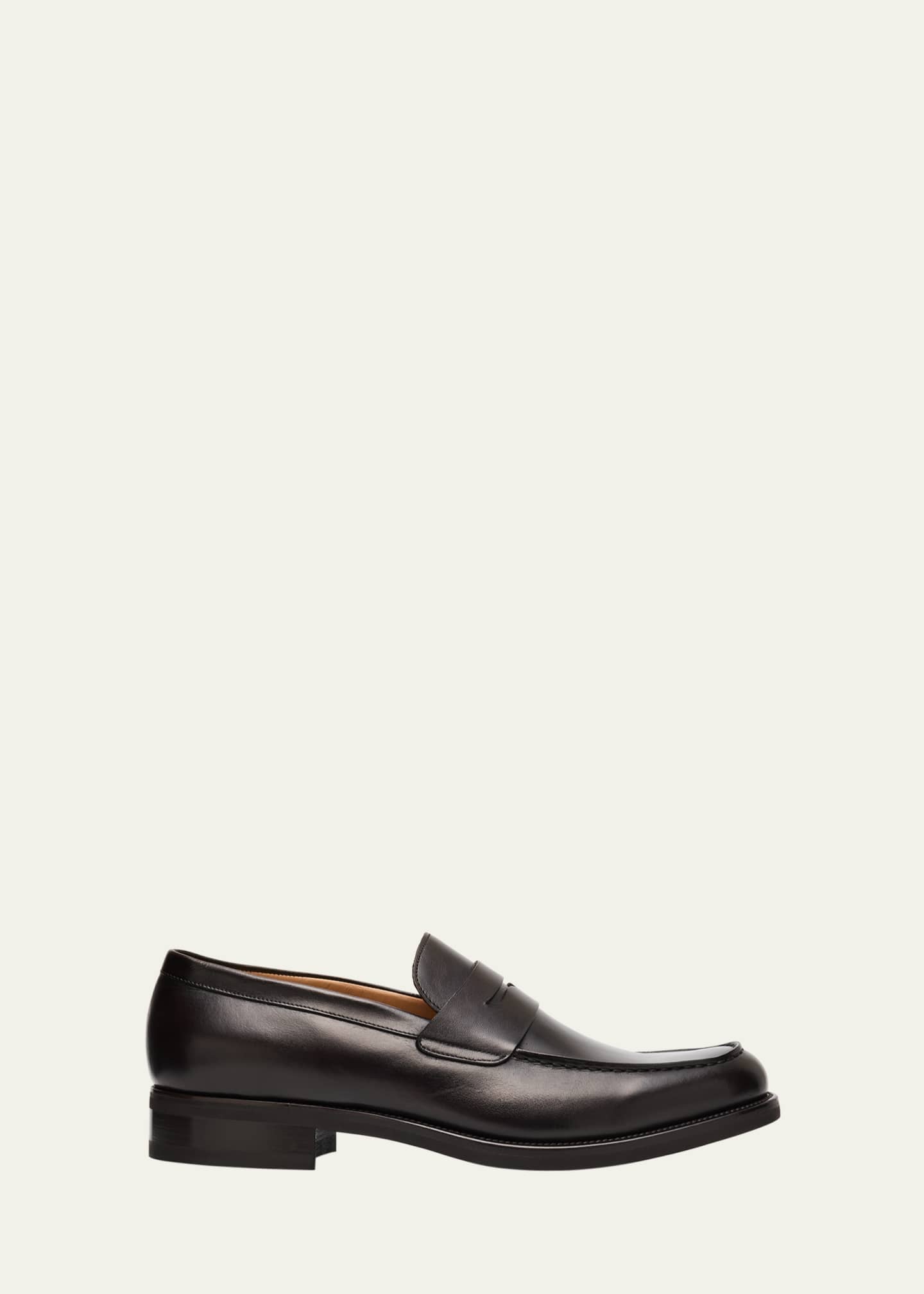 Bergdorf Goodman Men's Brushed Leather Rubber-Sole Penny Loafers Image 1 of 6