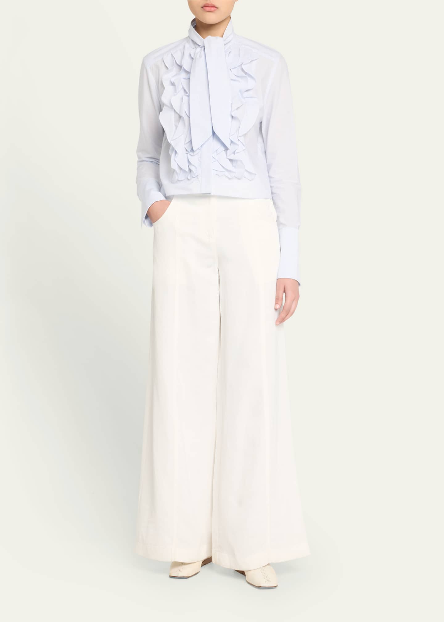 TWP Patti Crinkled Silk Cotton Voile Blouse Image 2 of 5
