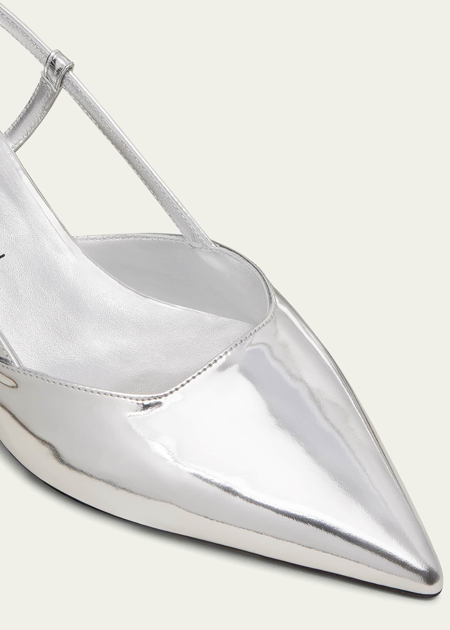 Stuart Weitzman Vinnie Metallic Kitten Slingback Pumps