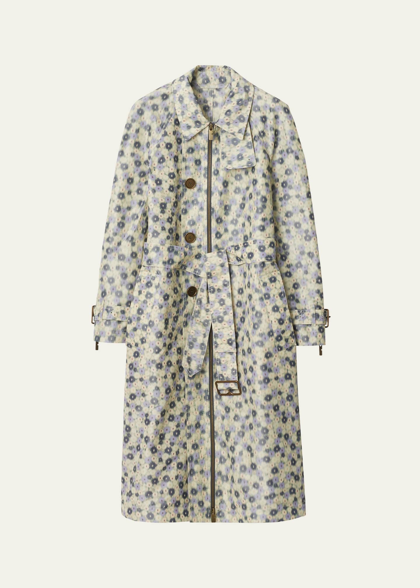 Burberry Long Floral Belted Coat