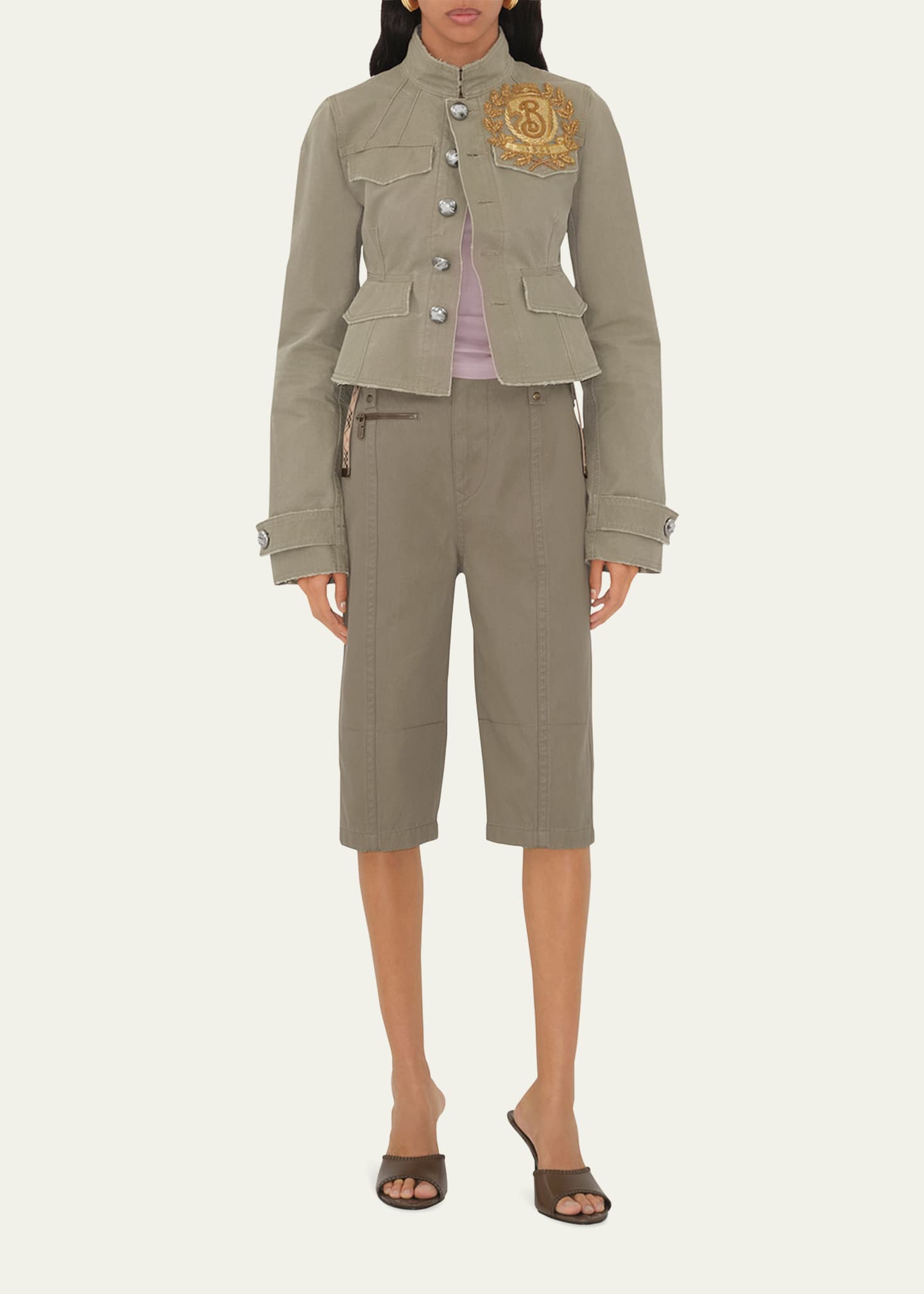 Burberry Ruched Drawstring Cotton Tank Top Image 2 of 4