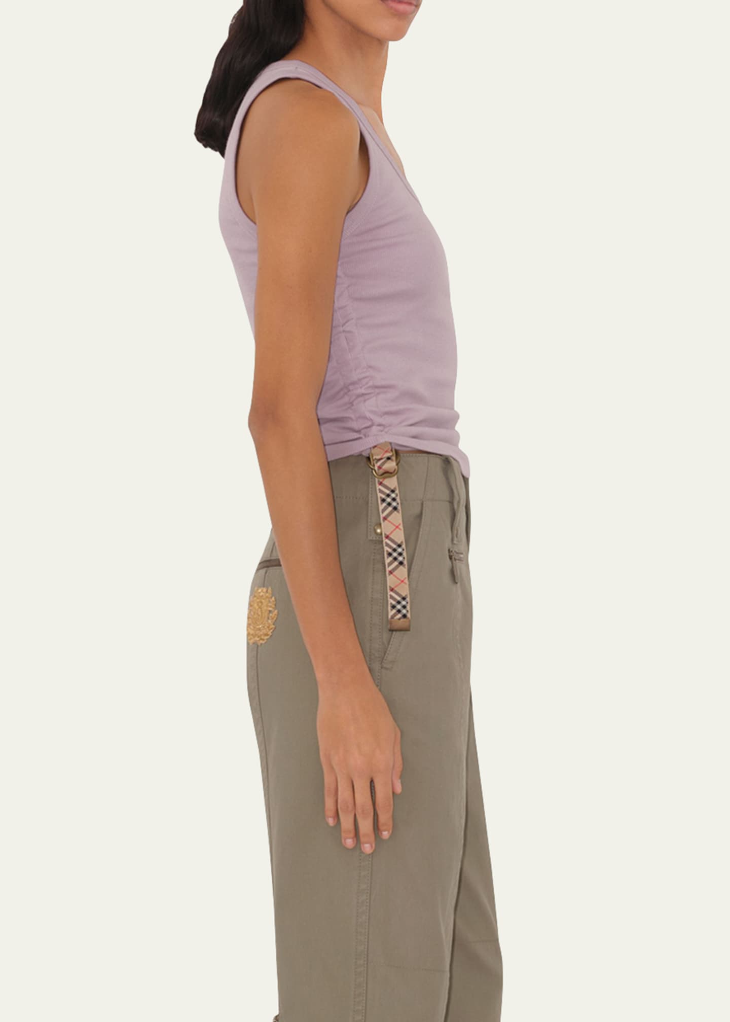 Burberry Ruched Drawstring Cotton Tank Top Image 4 of 4