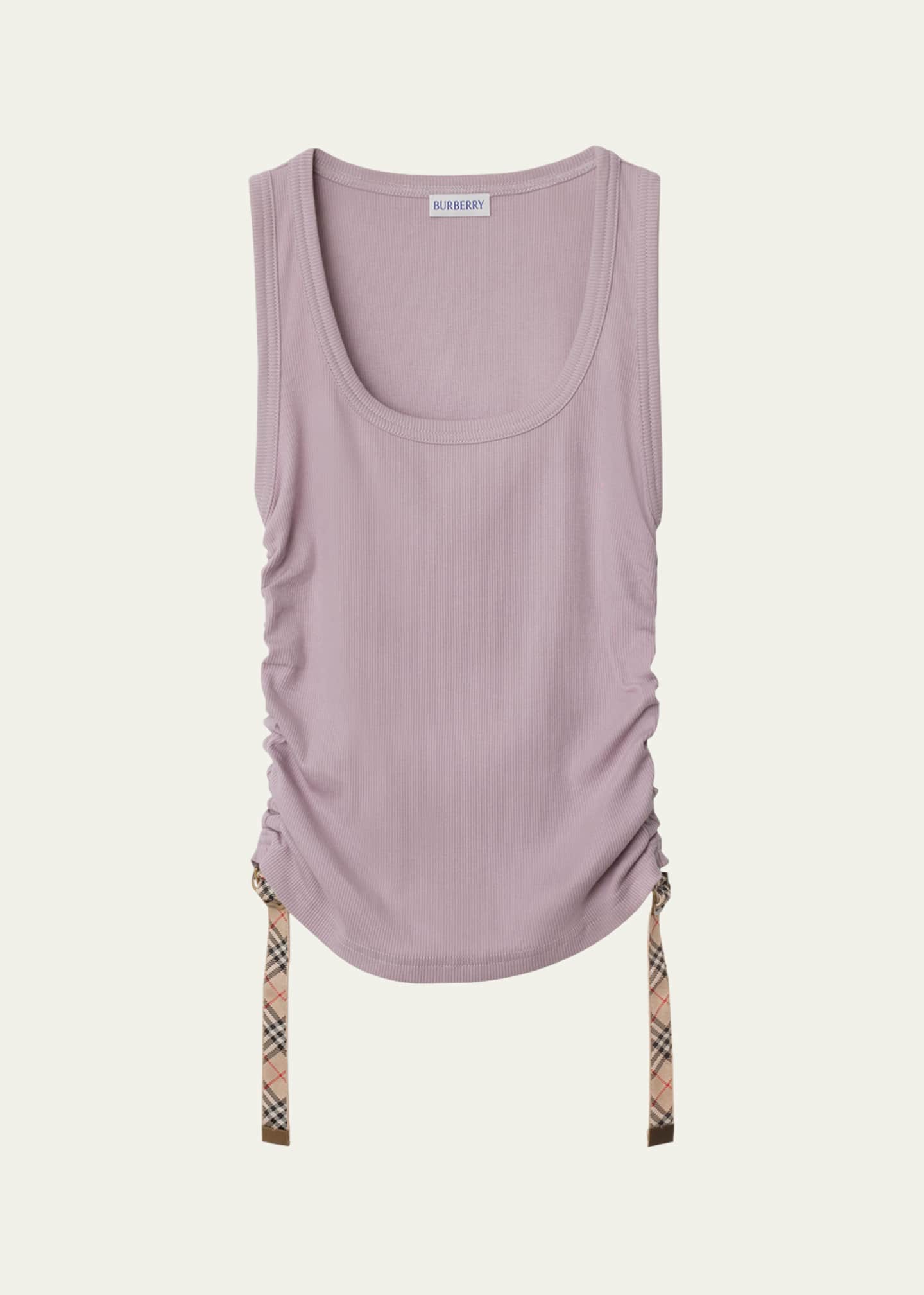Burberry Ruched Drawstring Cotton Tank Top Image 1 of 4