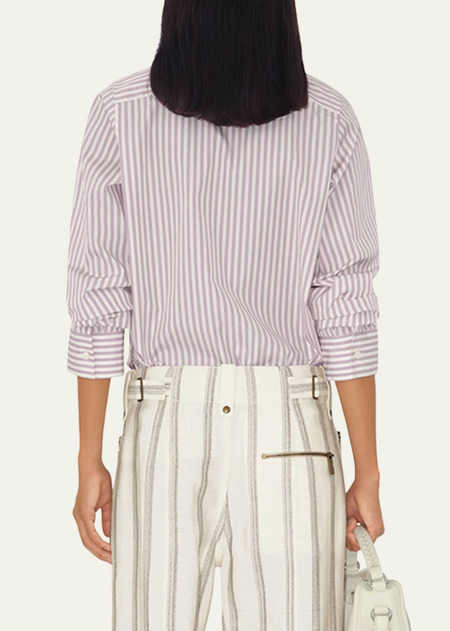 Burberry Stripe Scarf-Neck Blouse Image 3 of 4