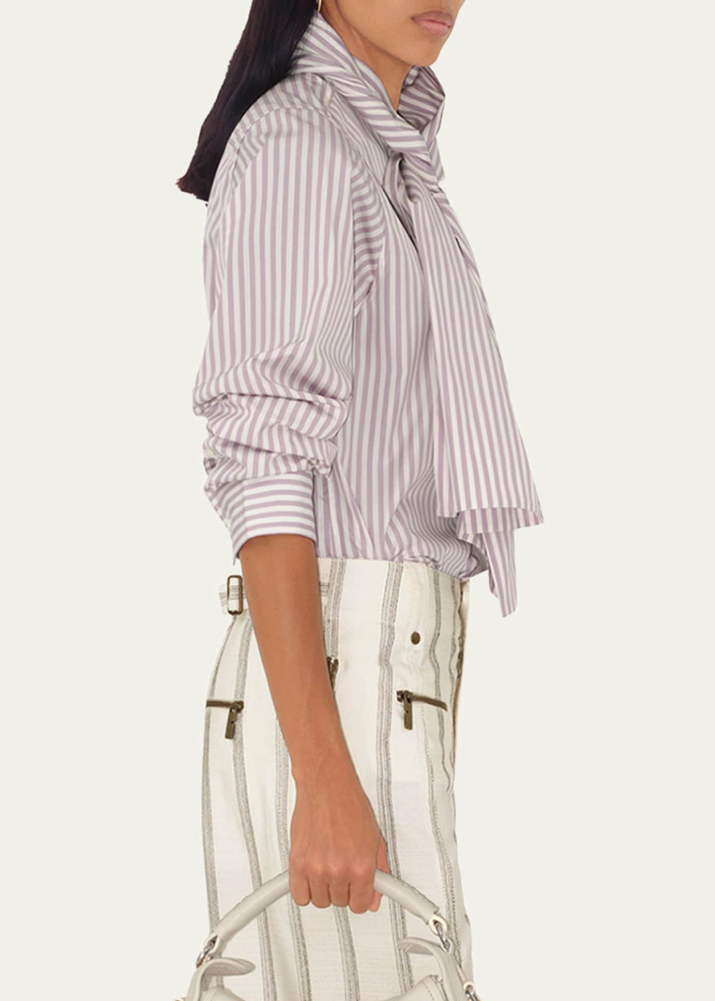 Burberry Stripe Scarf-Neck Blouse Image 4 of 4