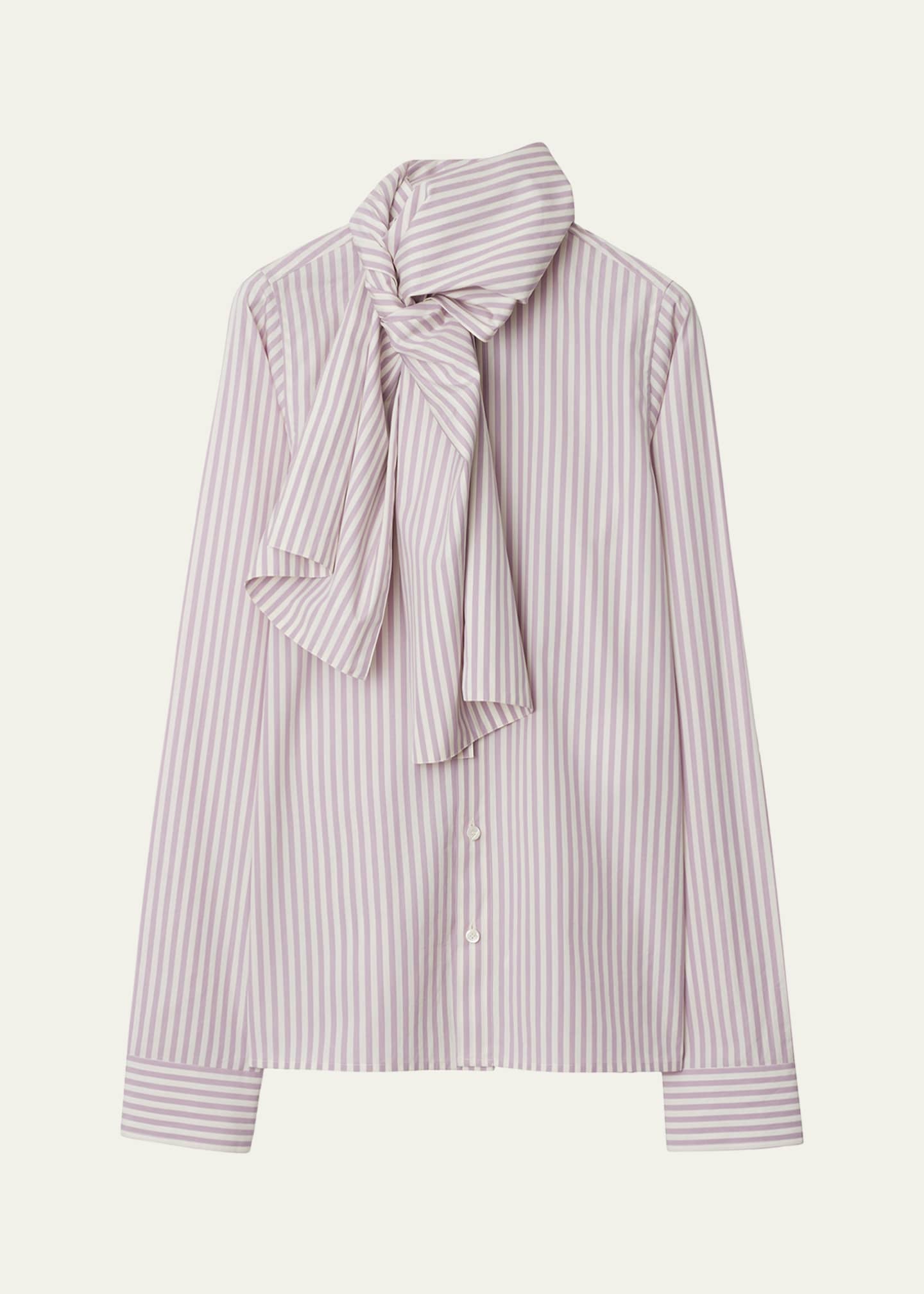 Burberry Stripe Scarf-Neck Blouse Image 1 of 4