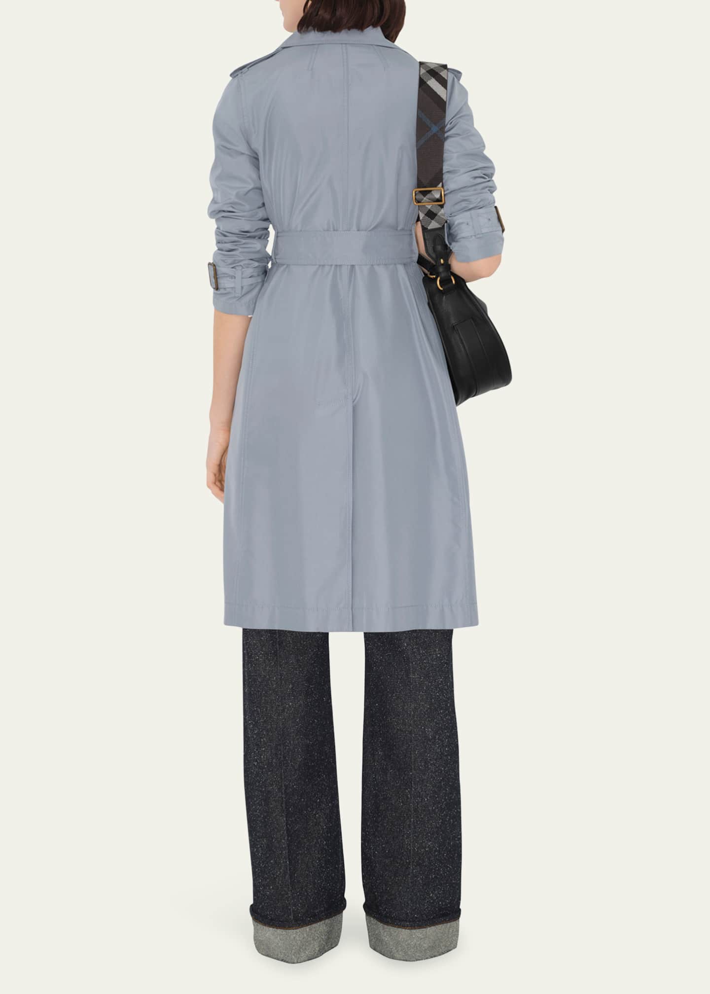 Burberry Belted Double-Breast Silk Trench Coat Image 3 of 4