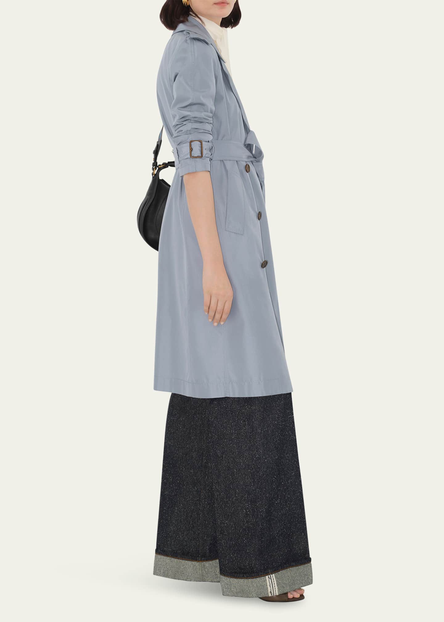 Burberry Belted Double-Breast Silk Trench Coat Image 4 of 4