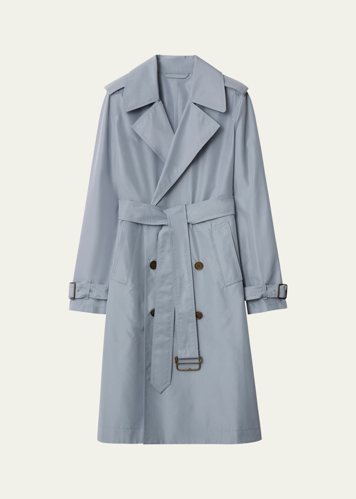 Burberry Belted Double-Breast Silk Trench Coat Image 1 of 4