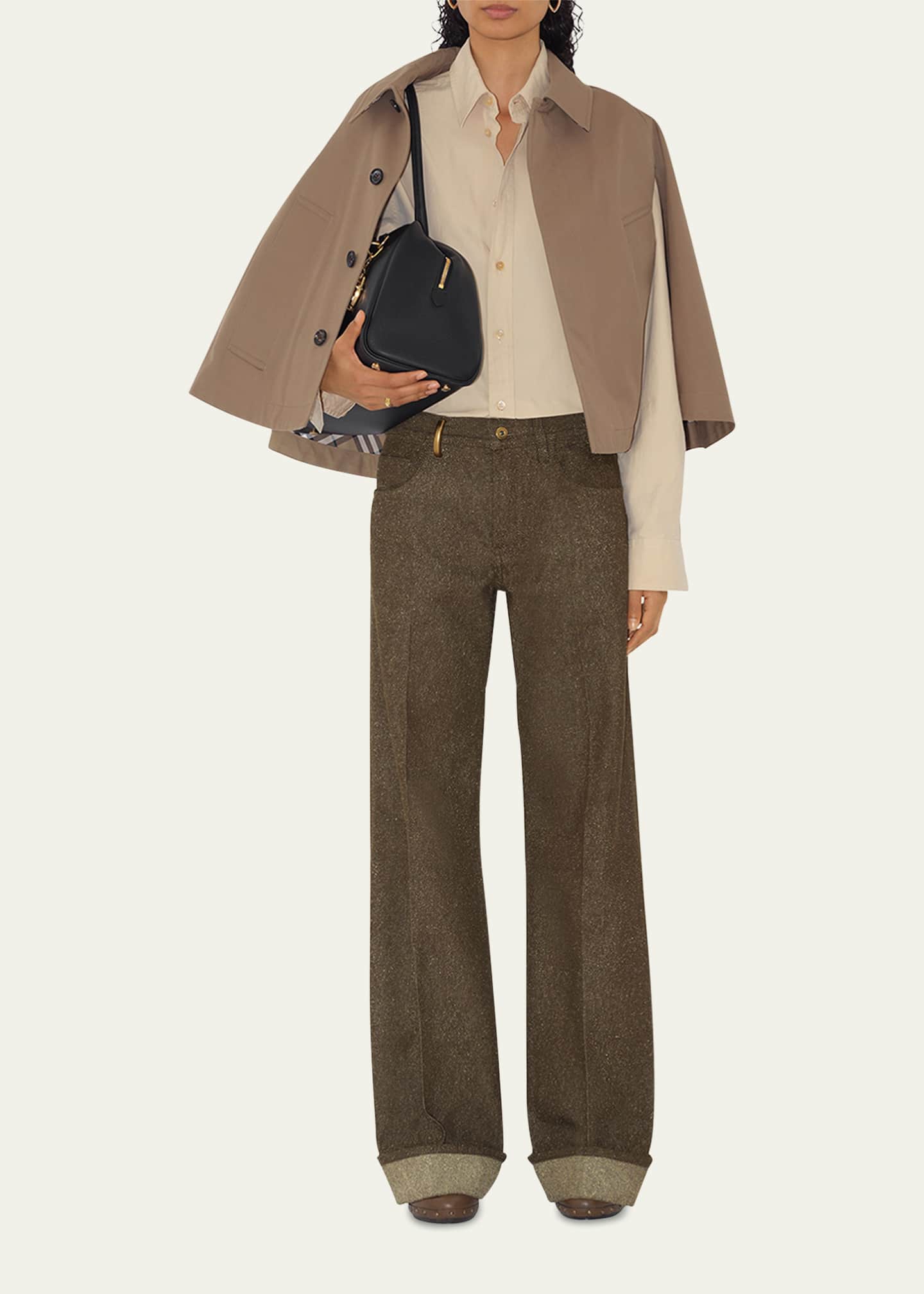 コート Burberry Cotton-blend cropped cape Burberry Cotton-Blend Cropped Cape in Natural | Lyst