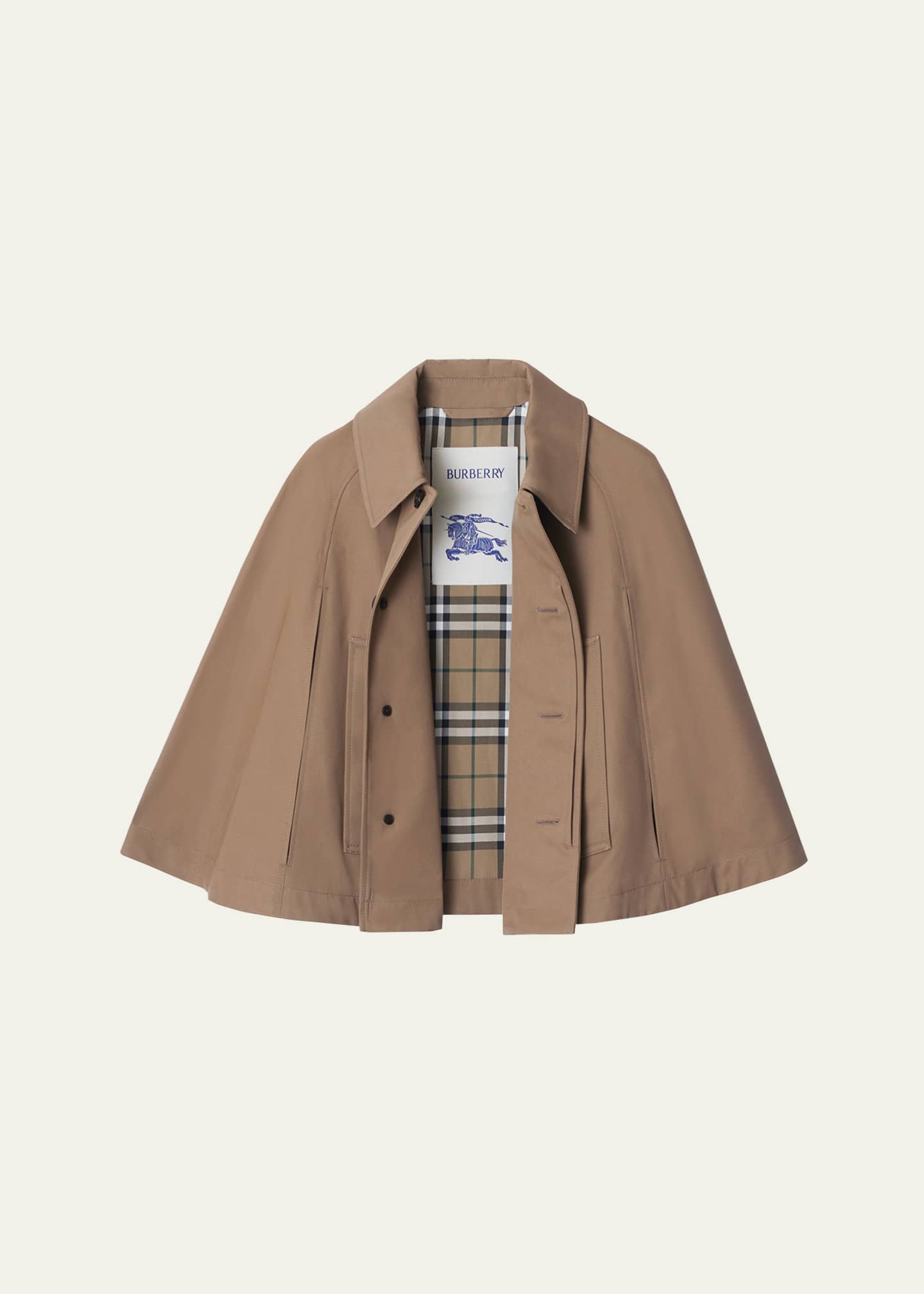 Burberry Cropped Cotton Twill Cape Image 1 of 4
