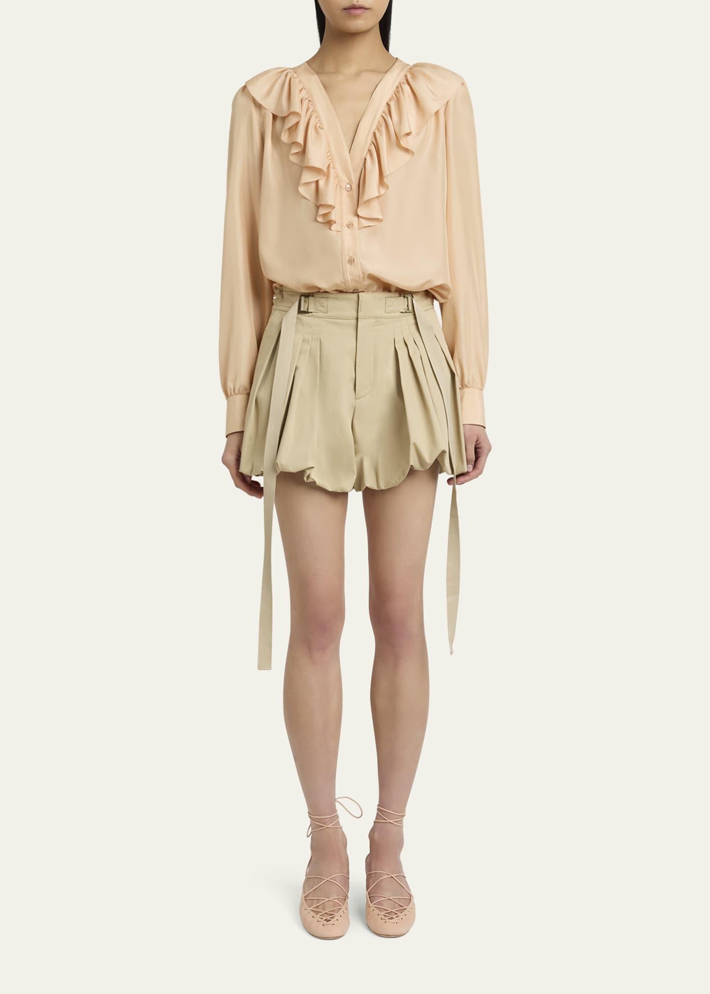 Chloe Mini Balloon Cotton Gabardine Shorts Image 2 of 5