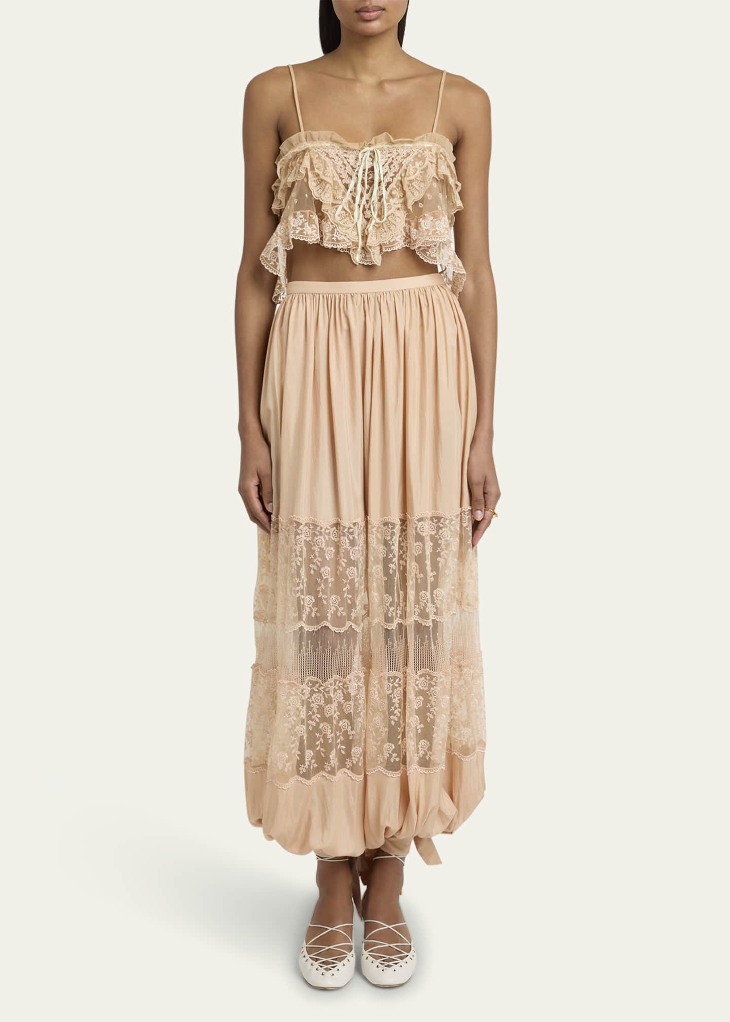 Chloe Lace Tie-Cuff Balloon Pants - Bergdorf Goodman