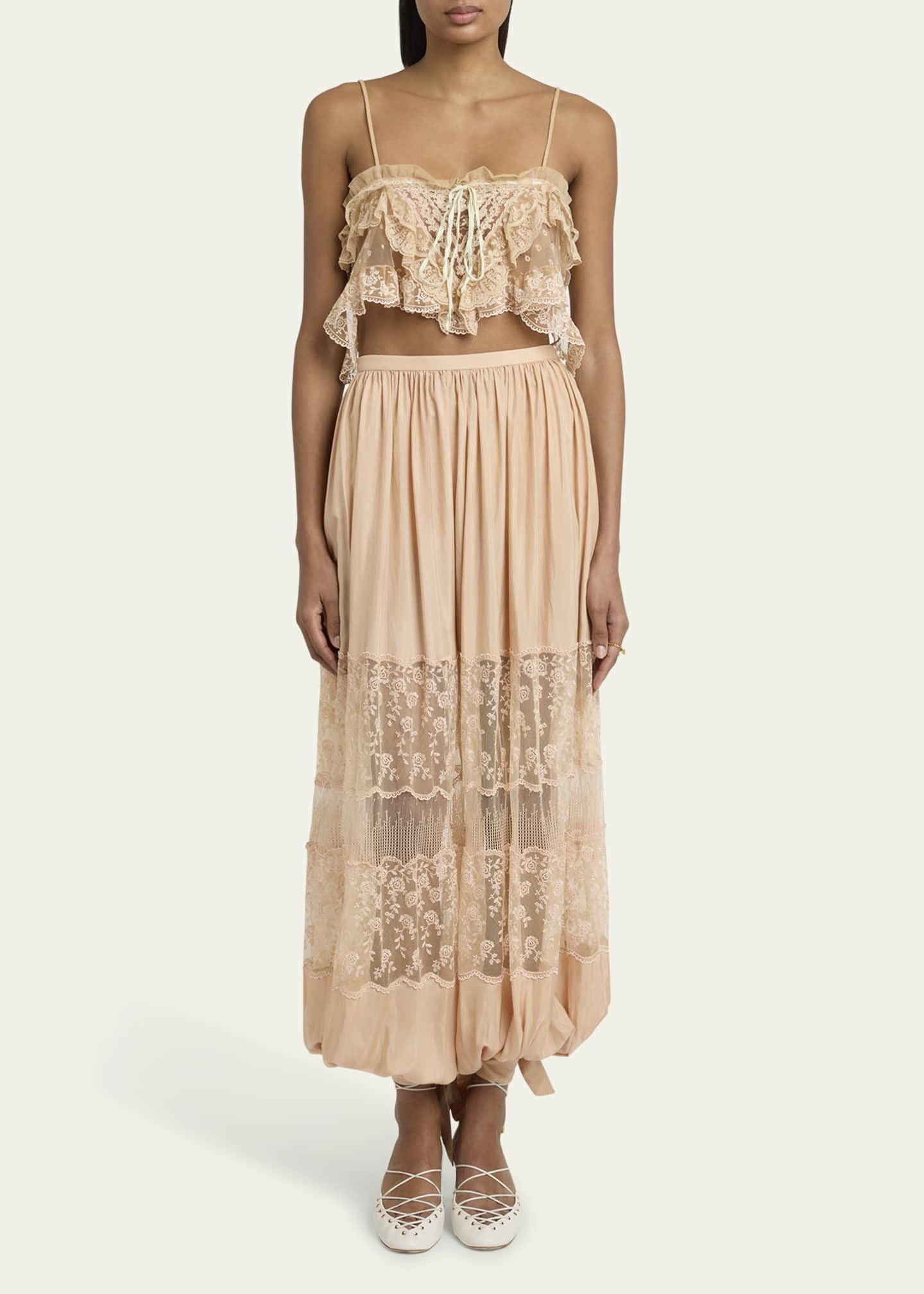 Chloe Ruffle Lace Sleeveless Crop Top Image 2 of 5