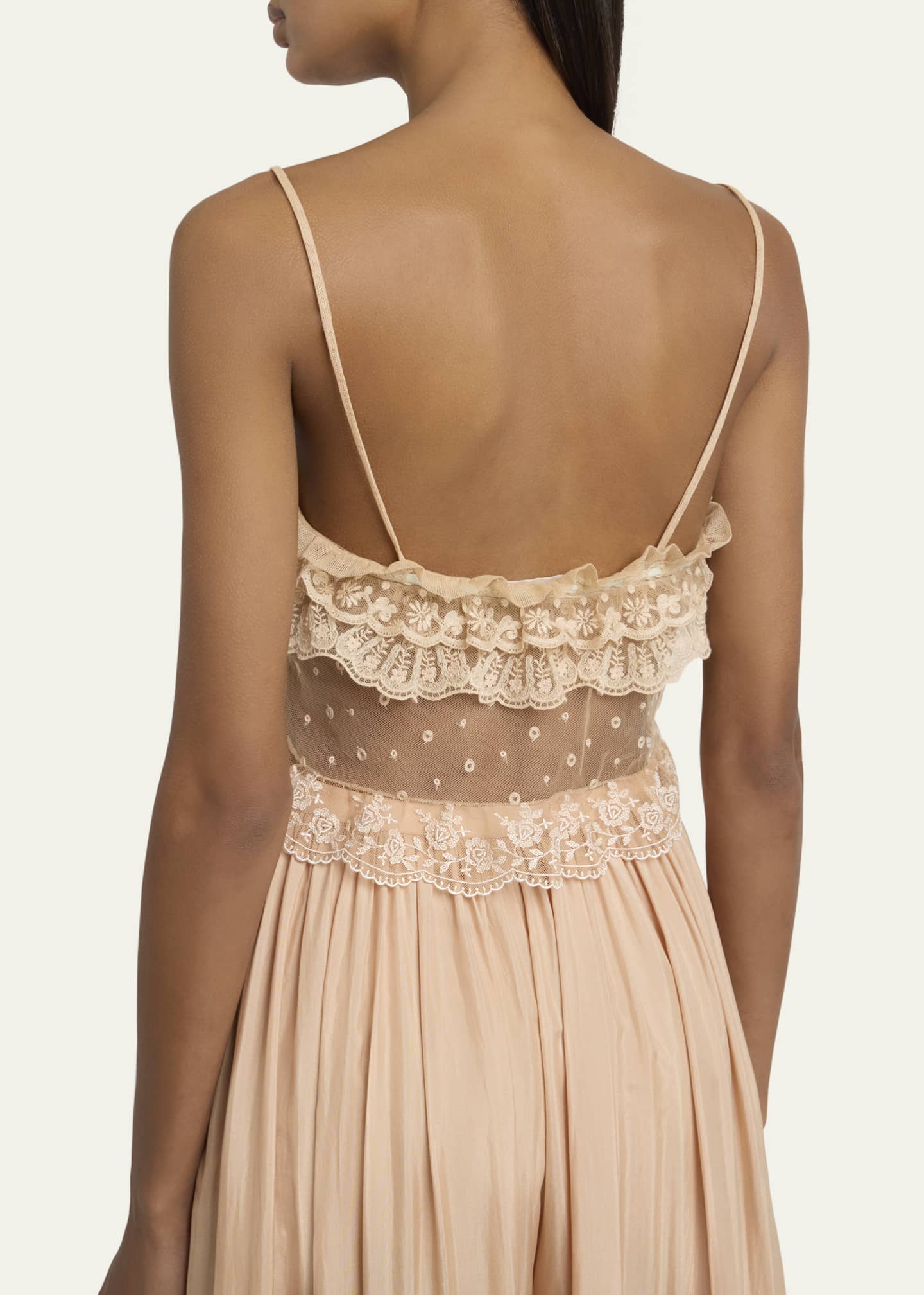 Chloe Ruffle Lace Sleeveless Crop Top Image 3 of 5