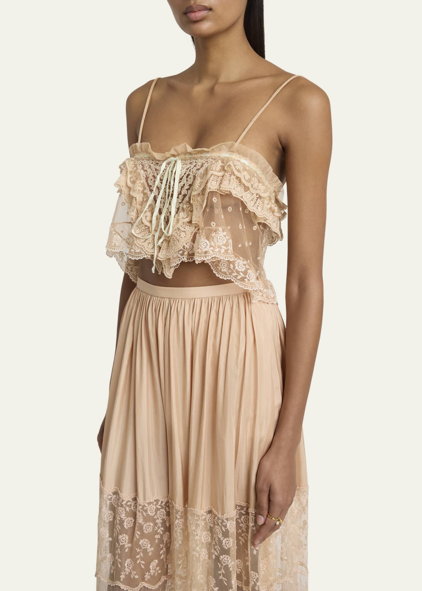 Chloe Ruffle Lace Sleeveless Crop Top Image 4 of 5