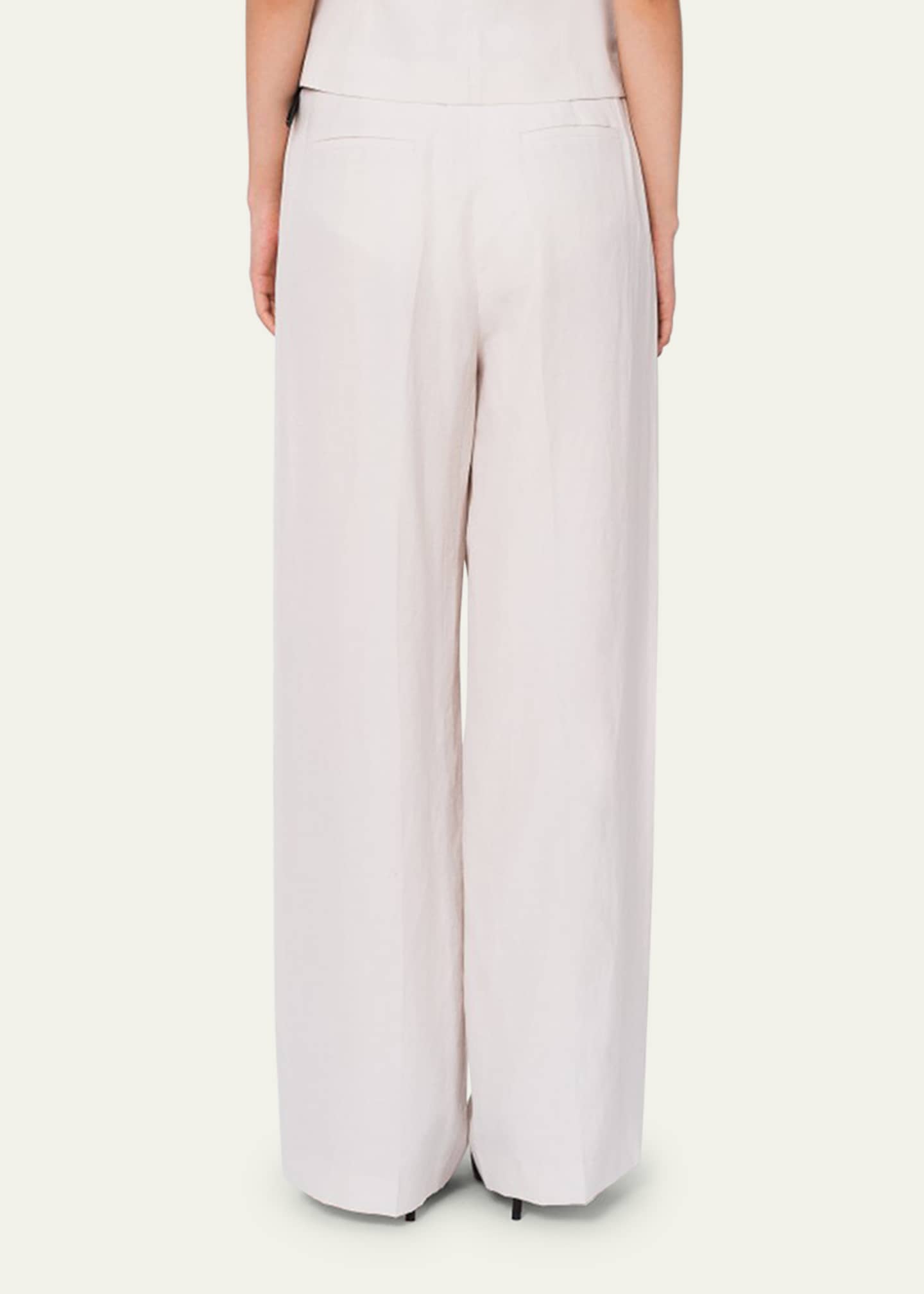 TONYWACK Two-Pleat Wide-Leg Linen Pants Image 3 of 4