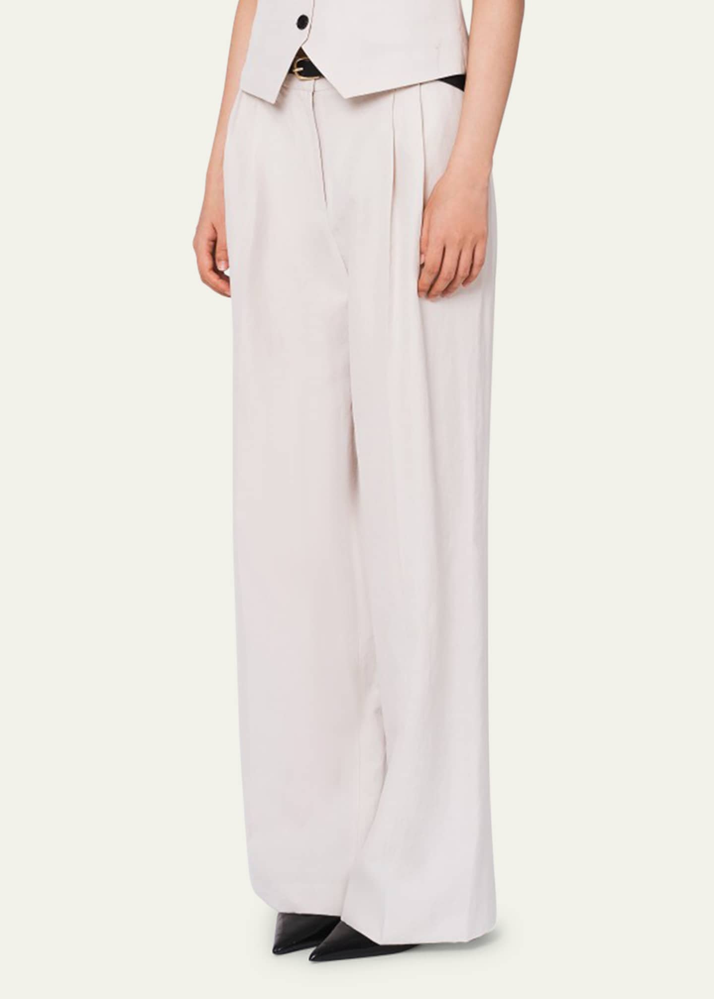 TONYWACK Two-Pleat Wide-Leg Linen Pants Image 4 of 4