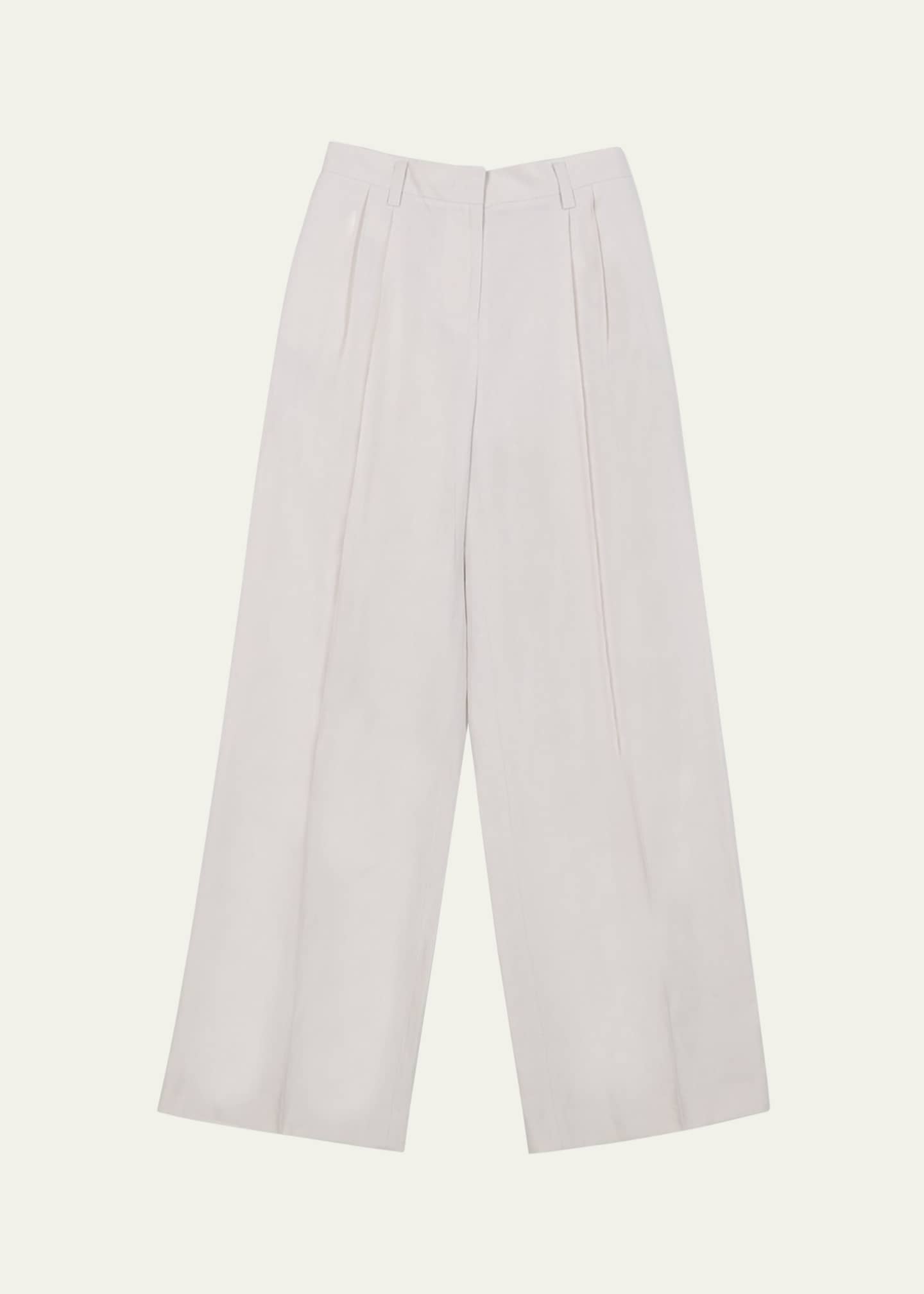 TONYWACK Two-Pleat Wide-Leg Linen Pants Image 1 of 4