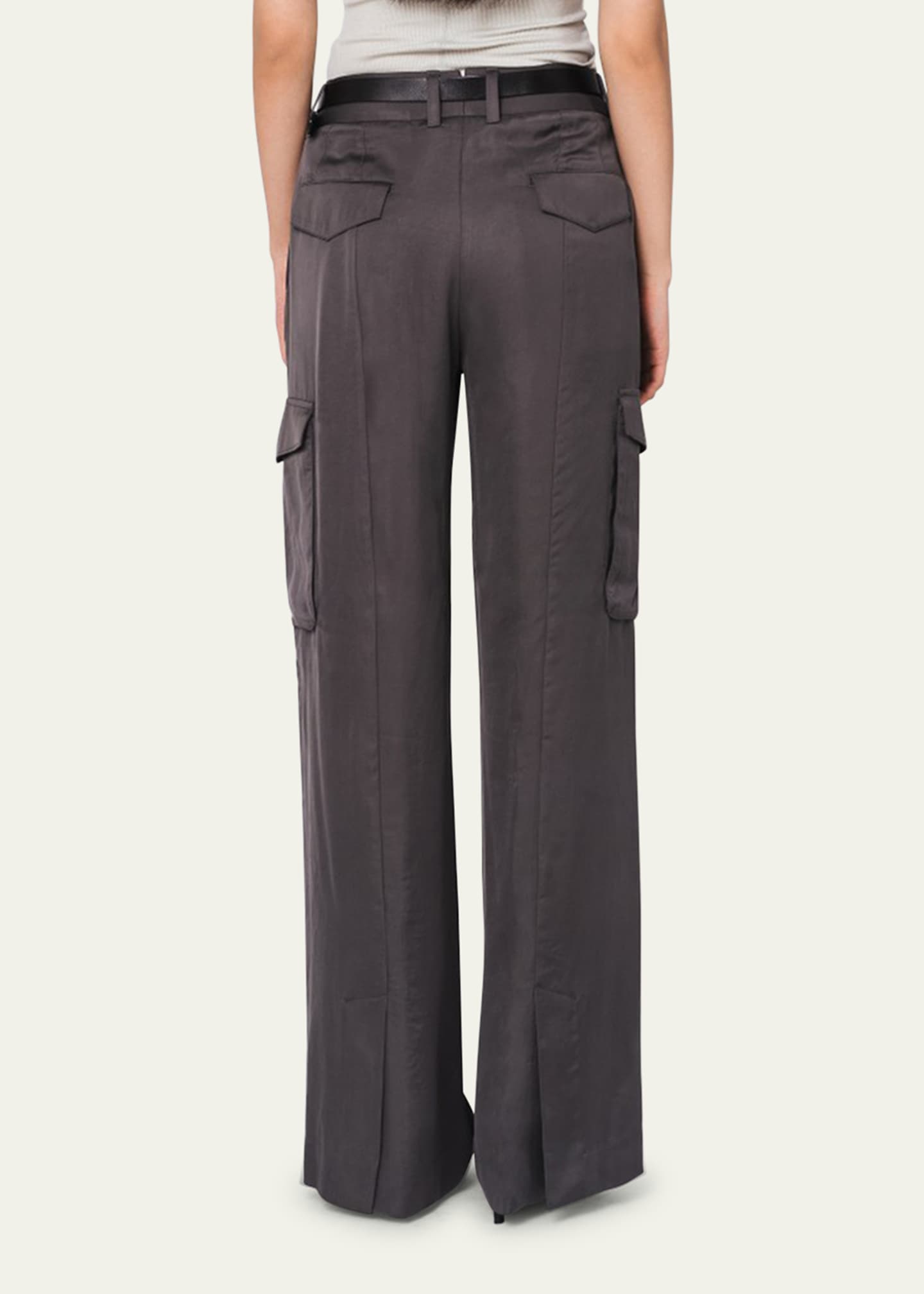 Loose-Fit Satin Cargo Pants