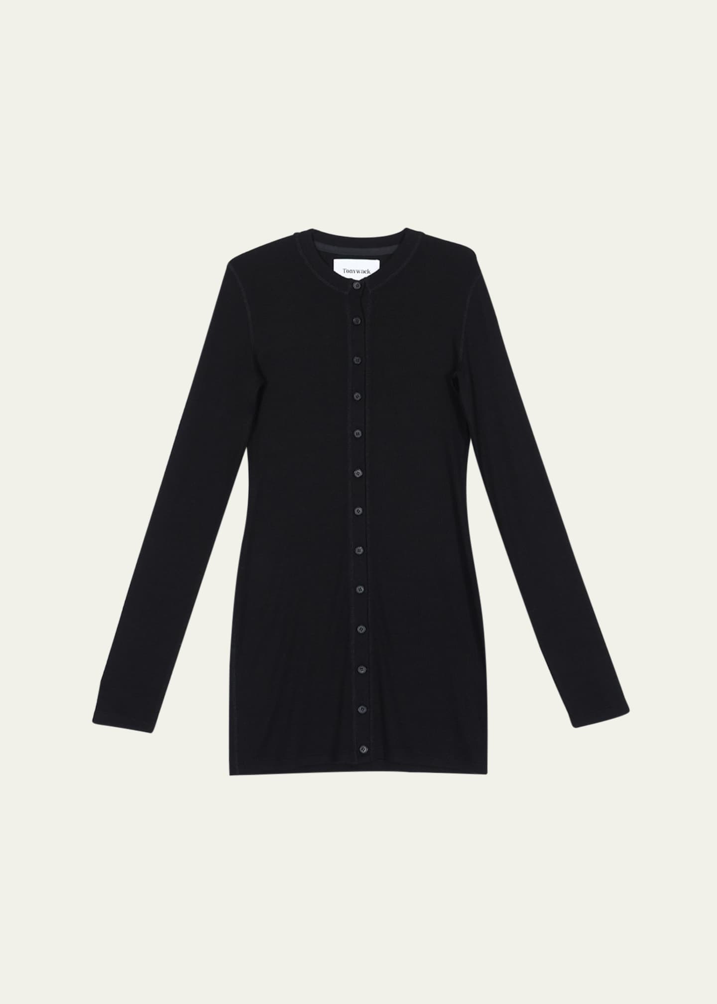 TONYWACK Ribbed Button-Front Mini Dress Image 1 of 4
