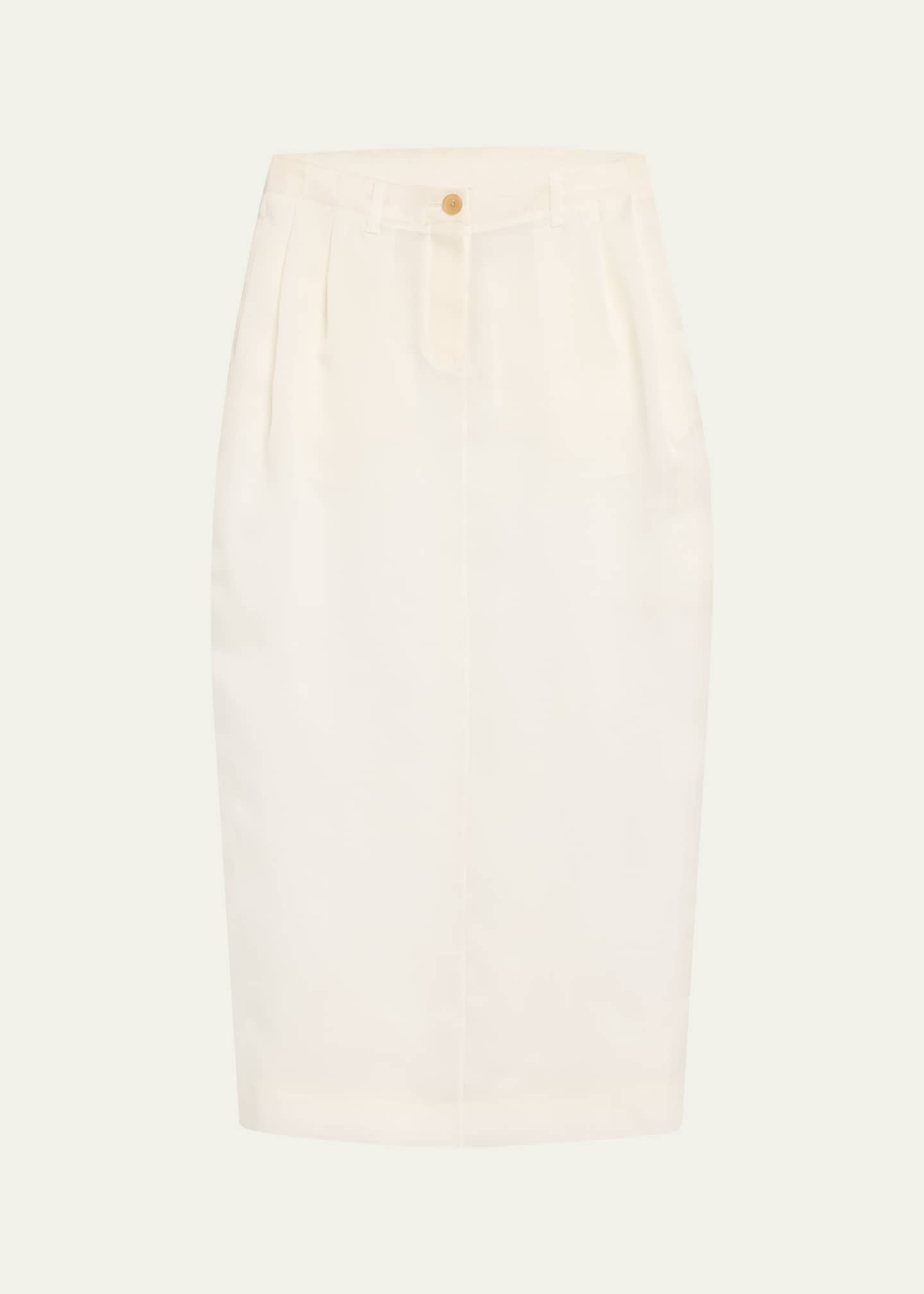 Khaite Lucian Long Pleated Silk Skirt