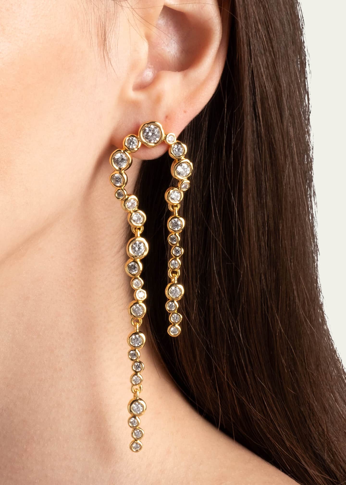 Alexis Bittar Asterales Gold CZ Arched Long Earrings Image 2 of 3