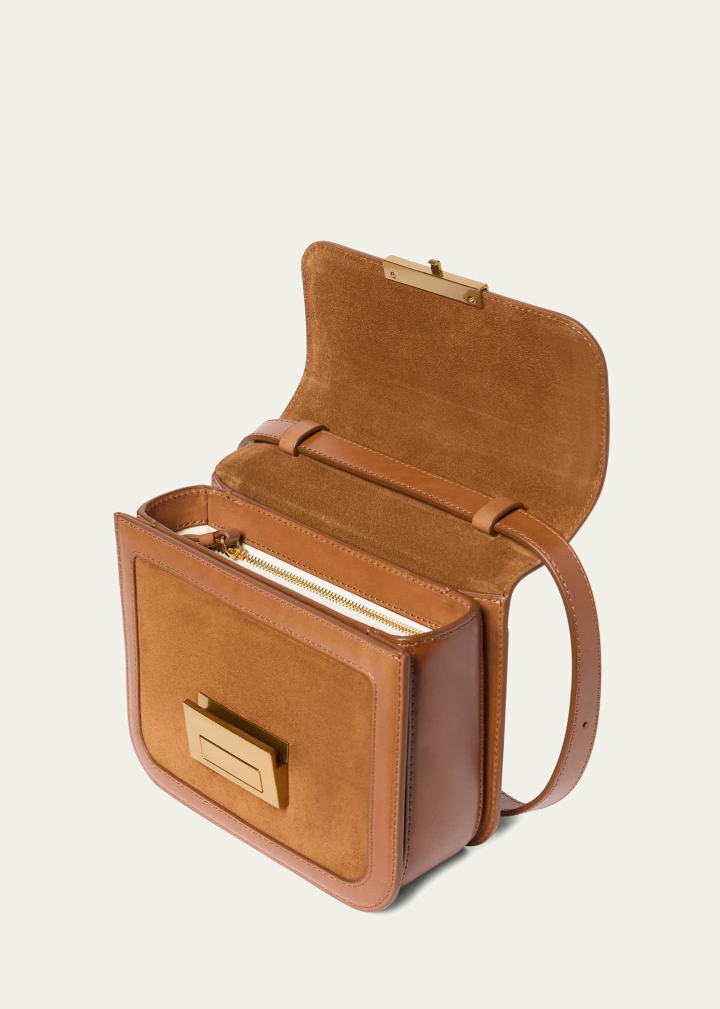 Loeffler Randall Desi Flap Suede and Leather Crossbody Bag Image 3 of 3
