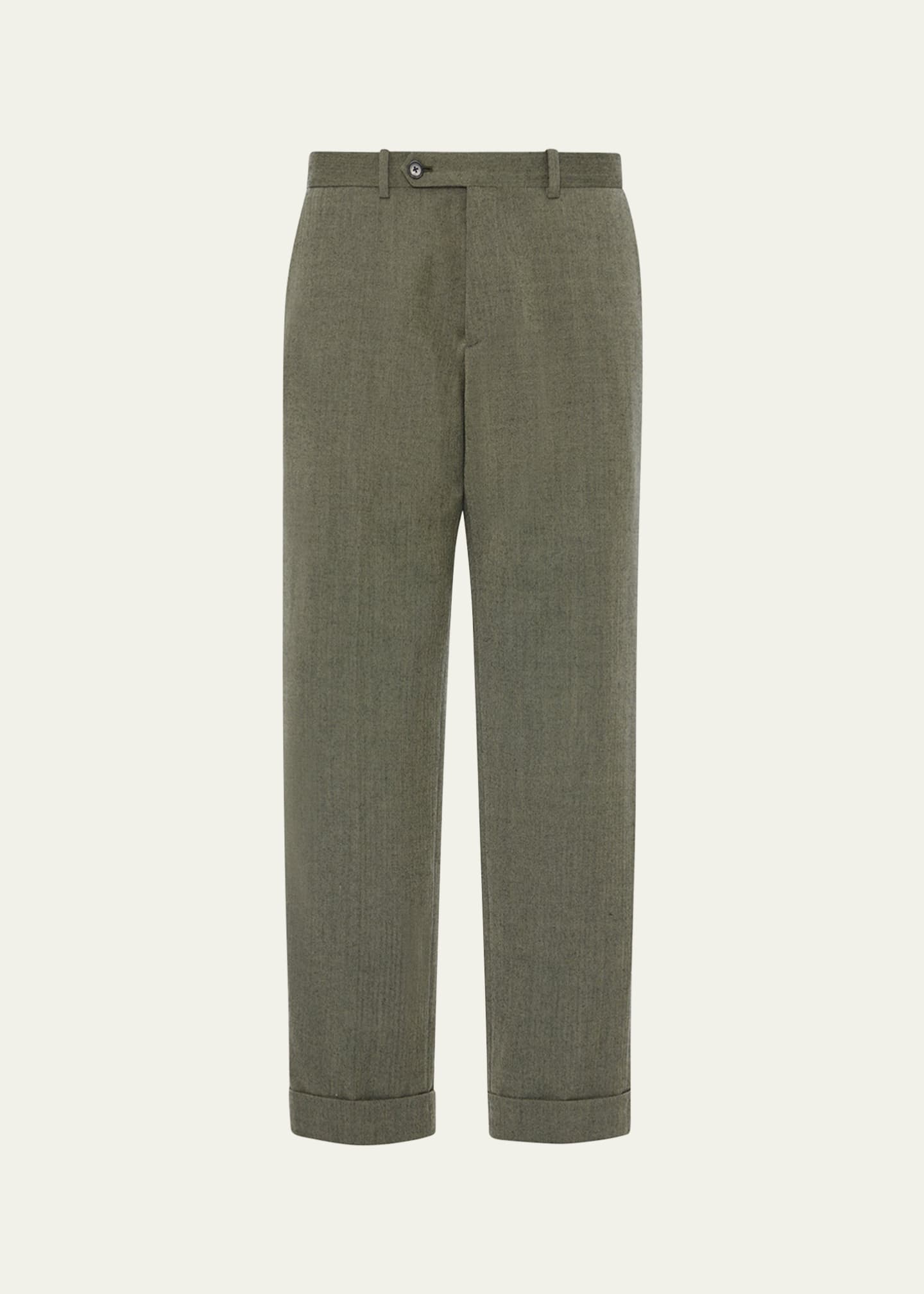 THE ROW Men's Seth Grey Melange Straight-Leg Trousers