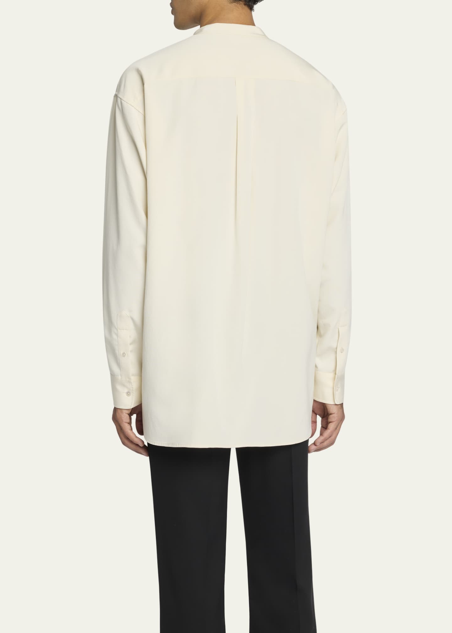 THE ROW Men's Kismet Band-Collar Silk Shirt Image 3 of 5