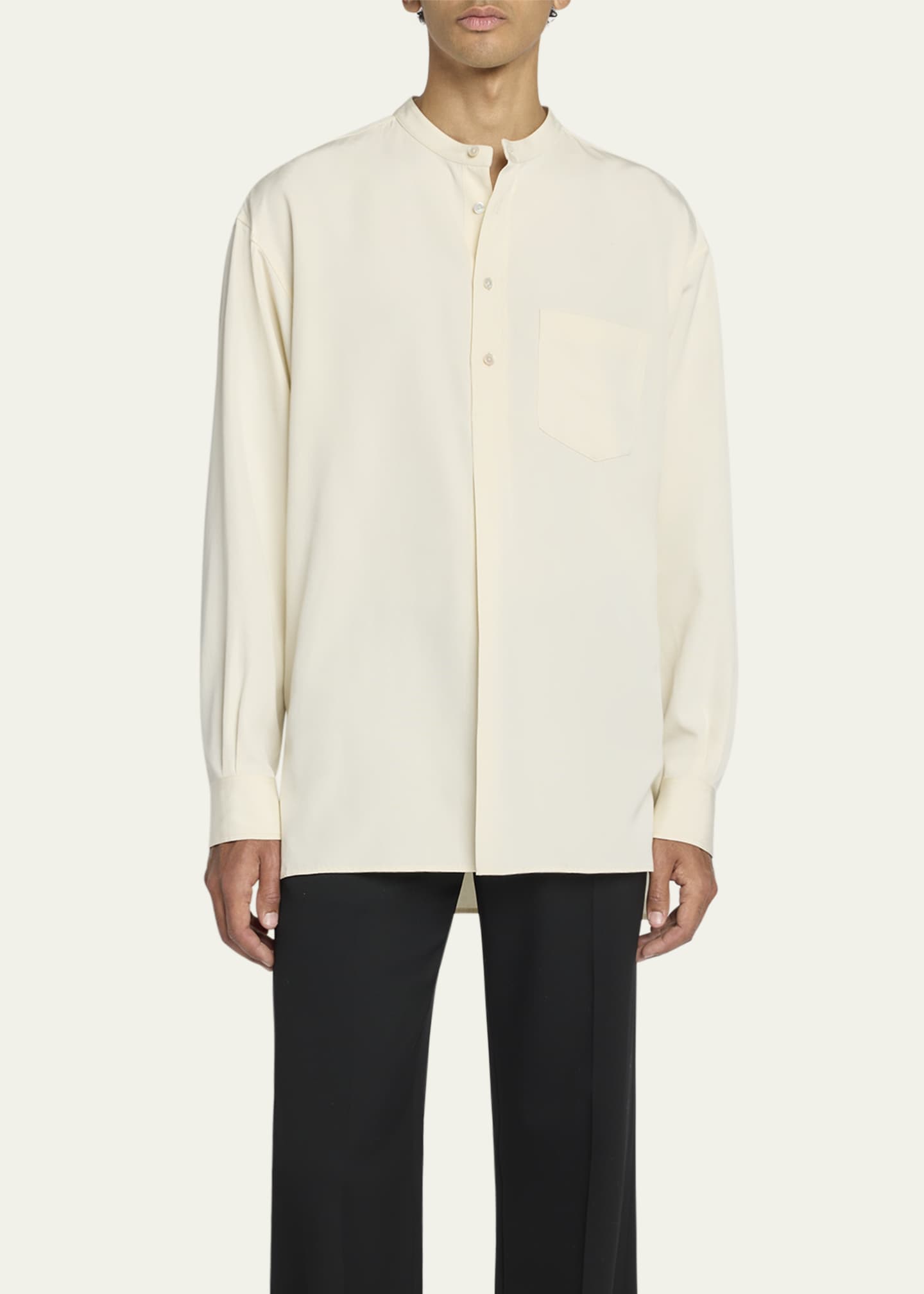 THE ROW Men's Kismet Band-Collar Silk Shirt Image 4 of 5