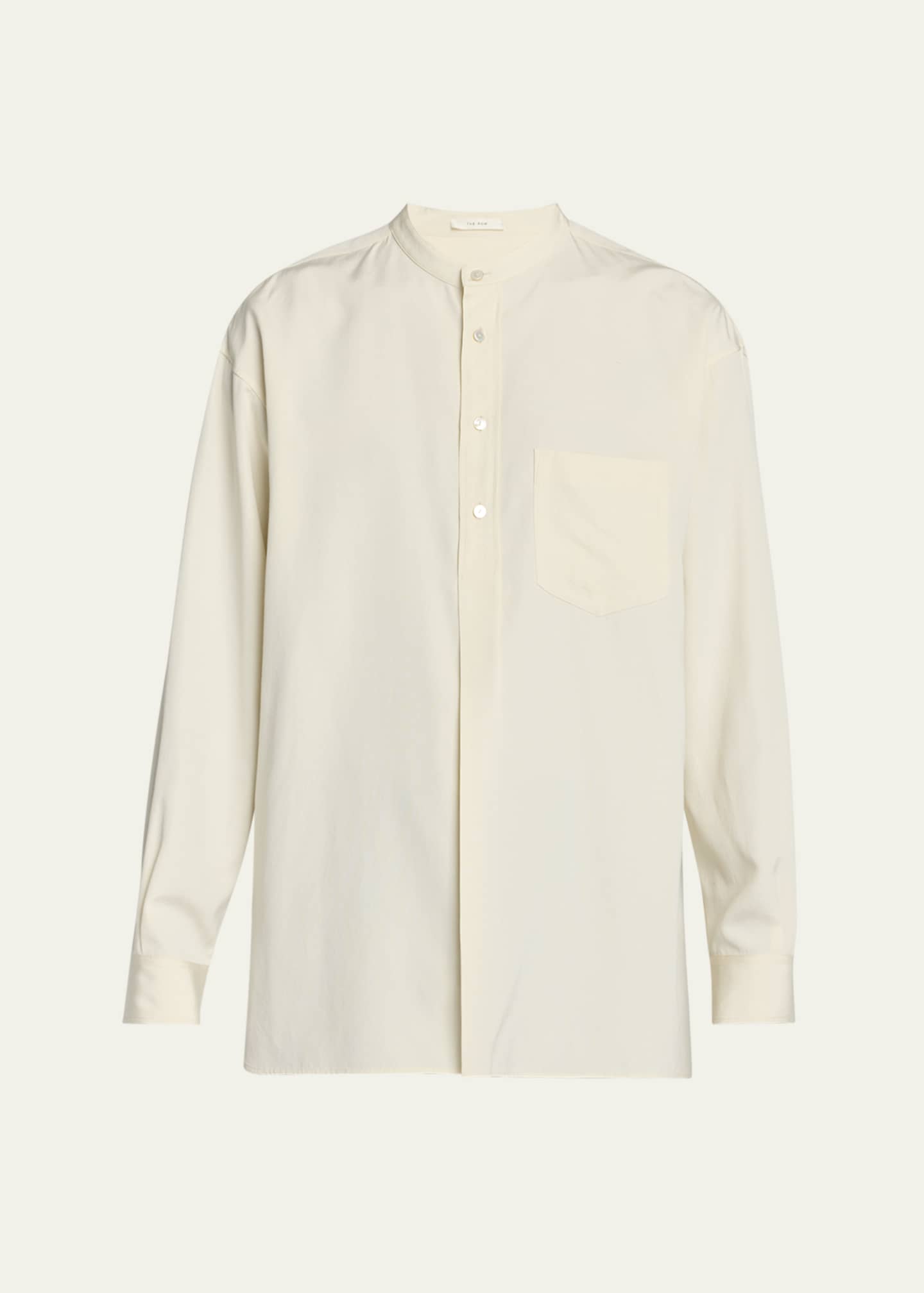 THE ROW Men's Kismet Band-Collar Silk Shirt Image 1 of 5