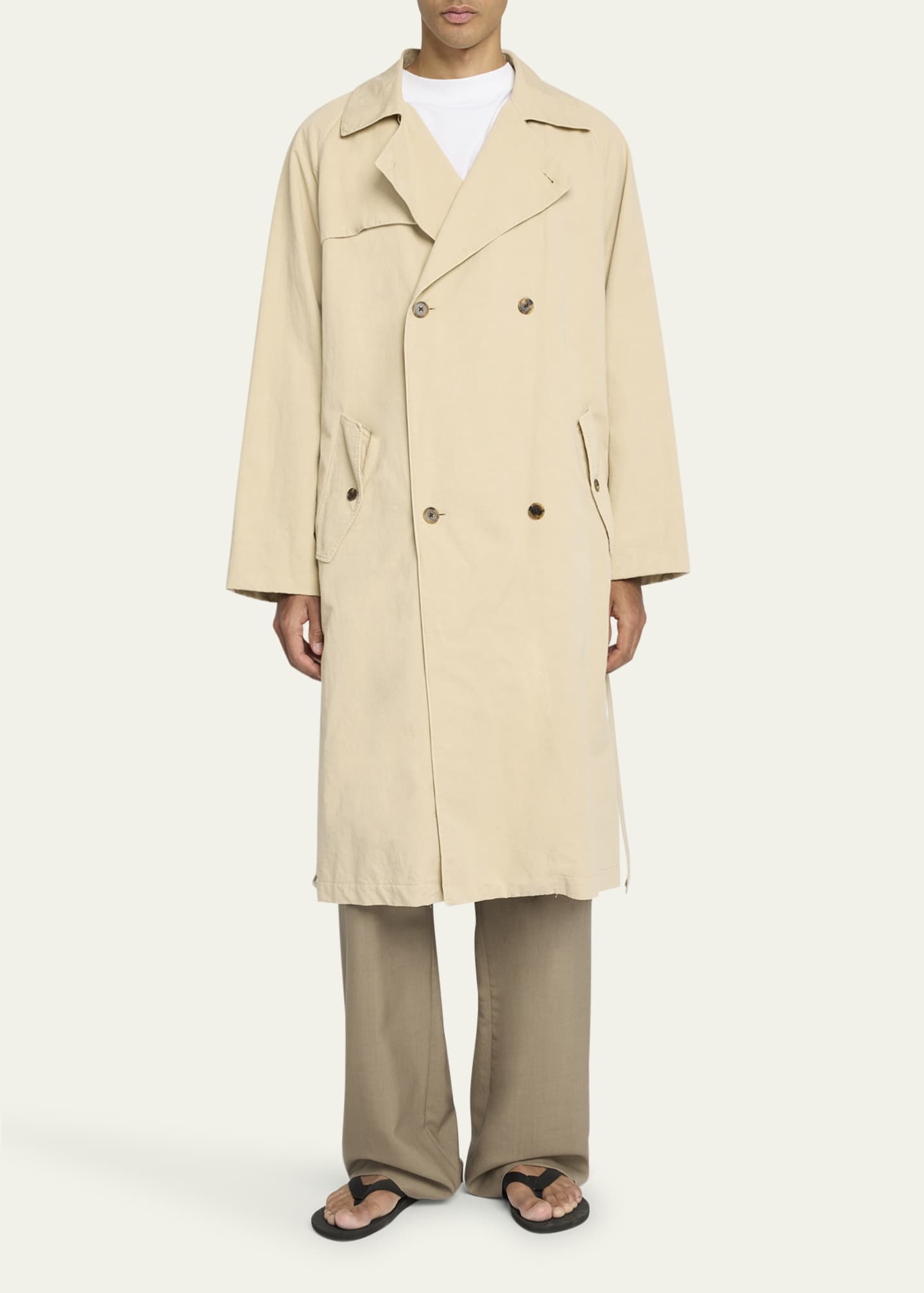 THE ROW Men's Rainard Cotton-Linen Trench Coat Image 2 of 5
