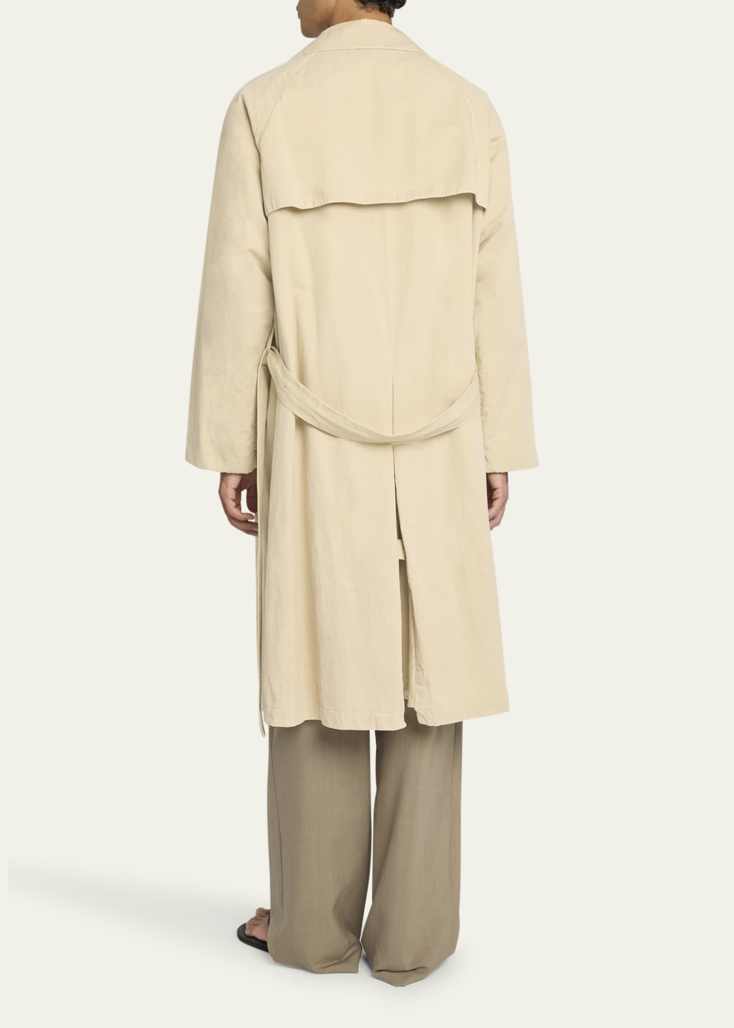 THE ROW Men's Rainard Cotton-Linen Trench Coat Image 3 of 5