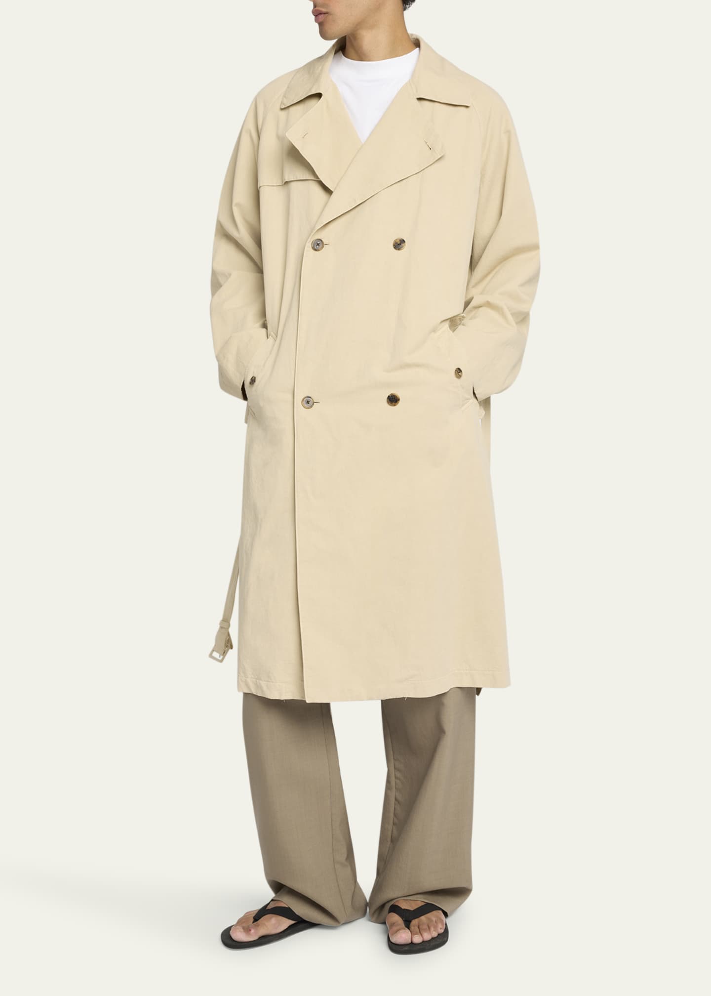 THE ROW Men's Rainard Cotton-Linen Trench Coat Image 4 of 5