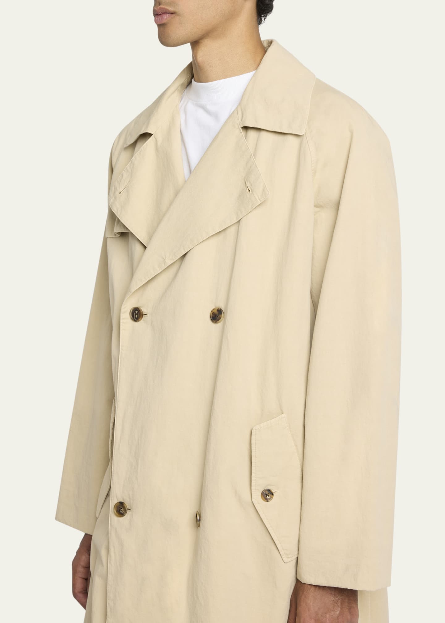 THE ROW Men's Rainard Cotton-Linen Trench Coat Image 5 of 5