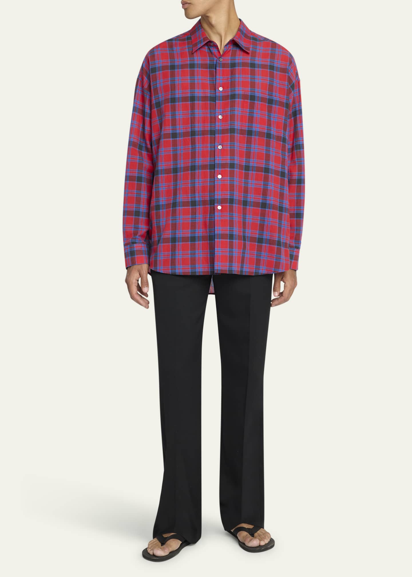 THE ROW Men's Lancaster Plaid Sport Shirt Image 2 of 5
