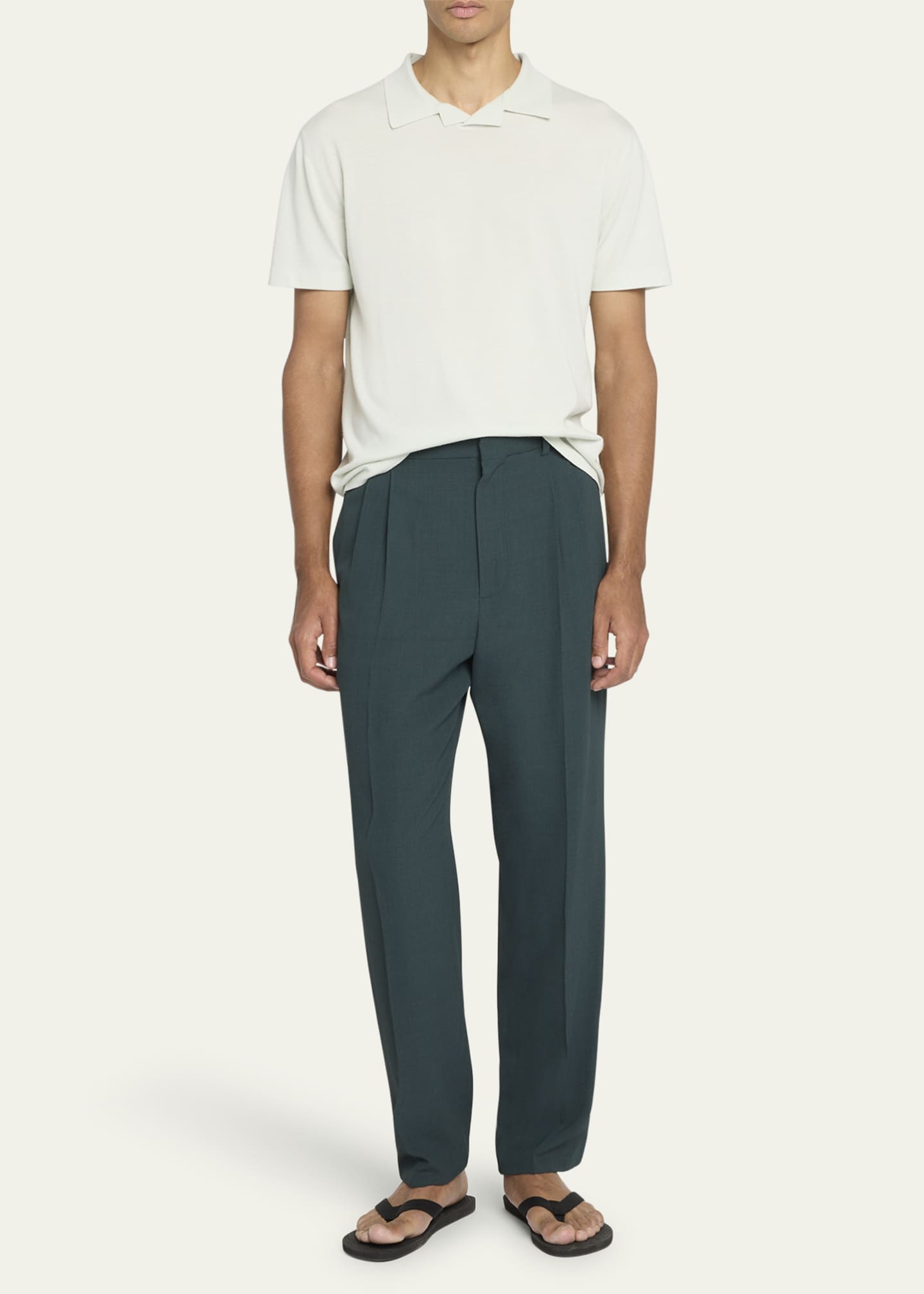 THE ROW Men's Silas Pleated Wool-Blend Pants Image 2 of 5