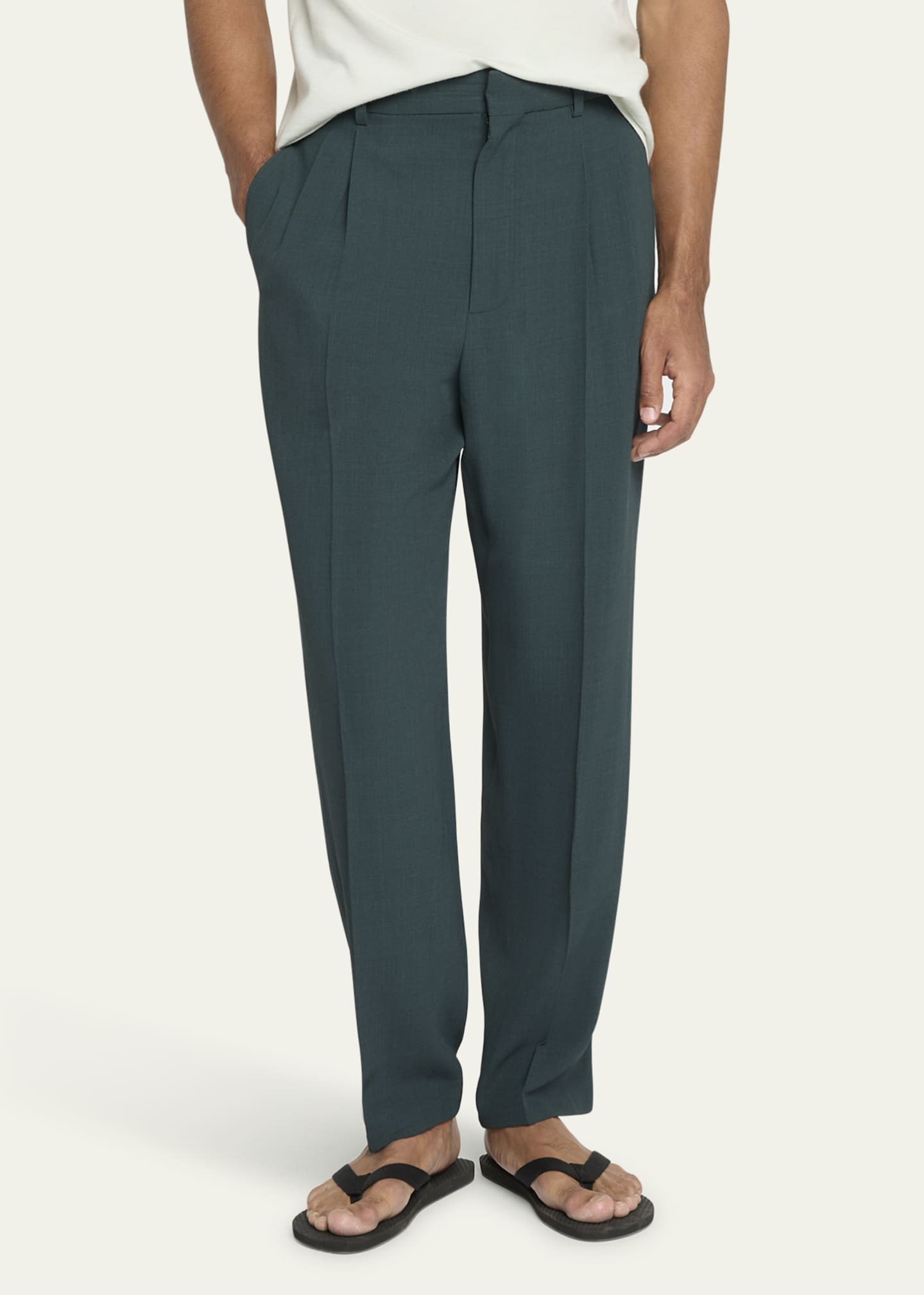 THE ROW Men's Silas Pleated Wool-Blend Pants Image 4 of 5