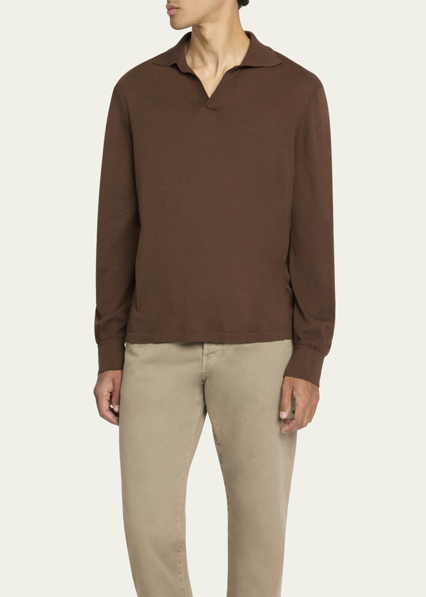 THE ROW Men's Stafford Silk Polo Shirt Image 4 of 5