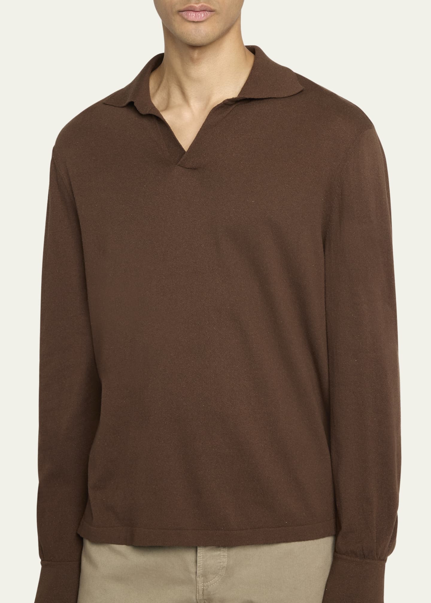 THE ROW Men's Stafford Silk Polo Shirt Image 5 of 5