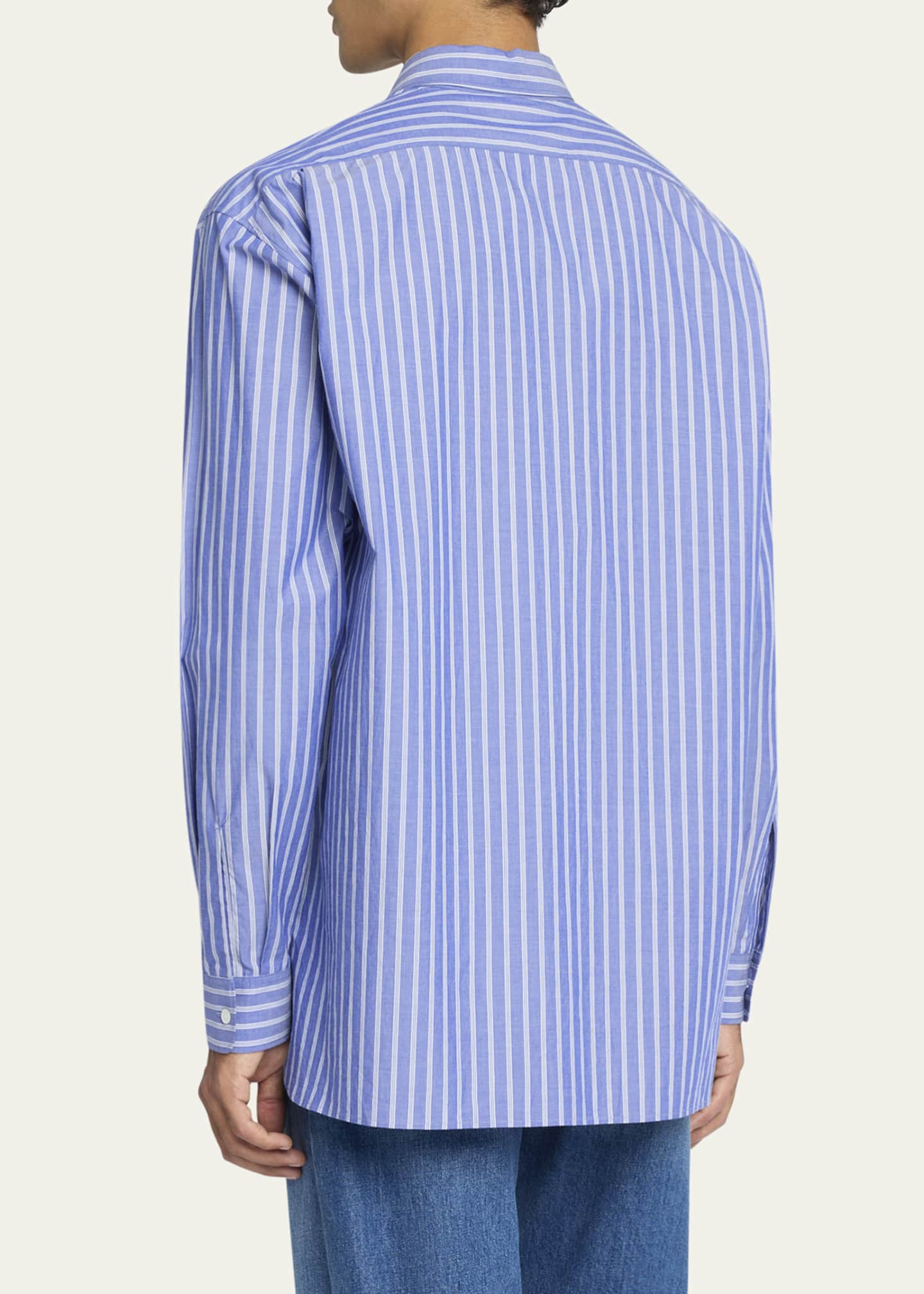 THE ROW Men's Bresson Striped Poplin Sport Shirt Image 3 of 5