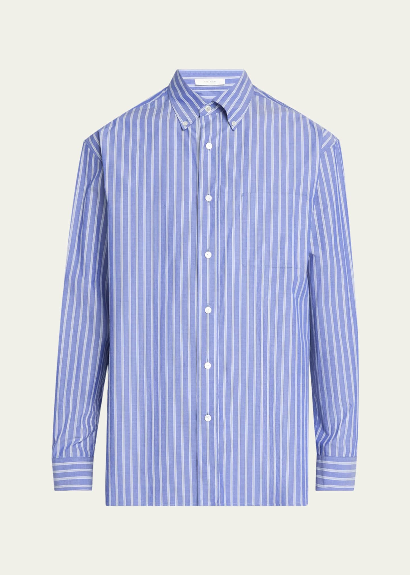 THE ROW Men's Bresson Striped Poplin Sport Shirt Image 1 of 5