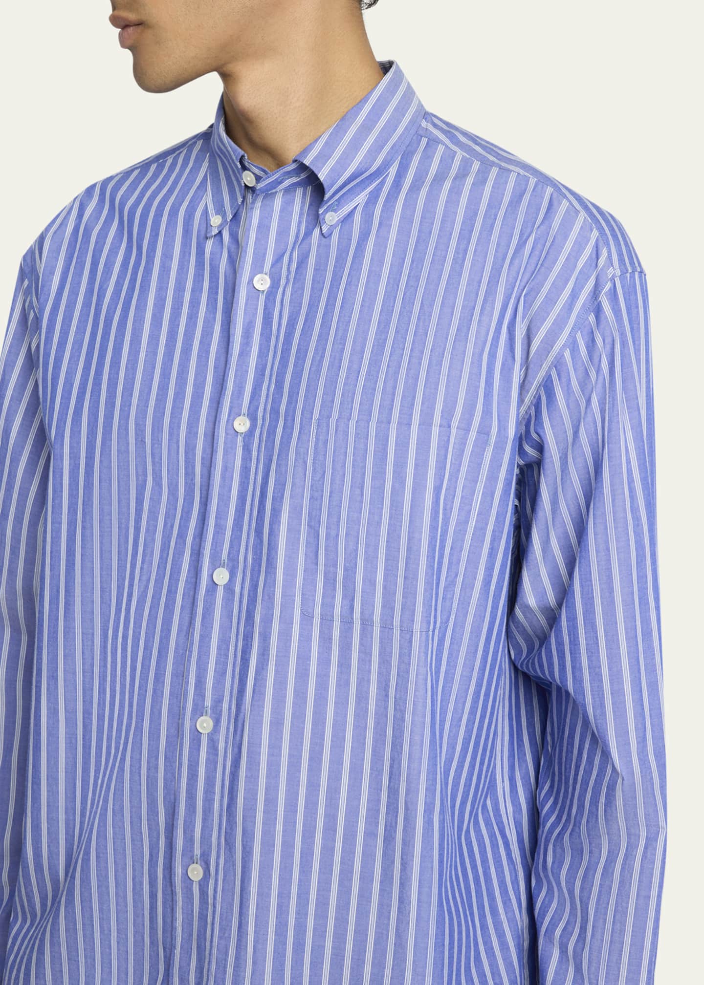 THE ROW Men's Bresson Striped Poplin Sport Shirt Image 5 of 5