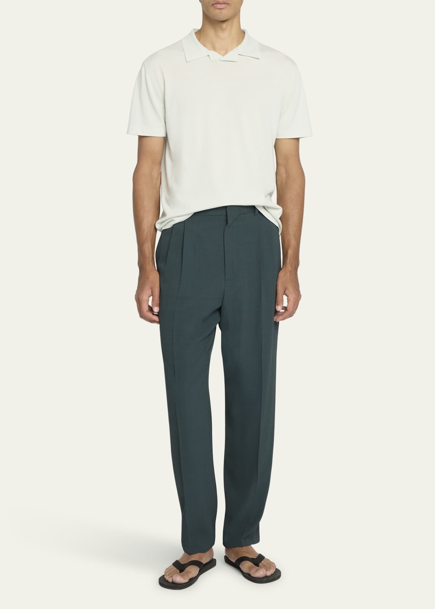 THE ROW Men's Mauro Wool Polo Shirt Image 2 of 5