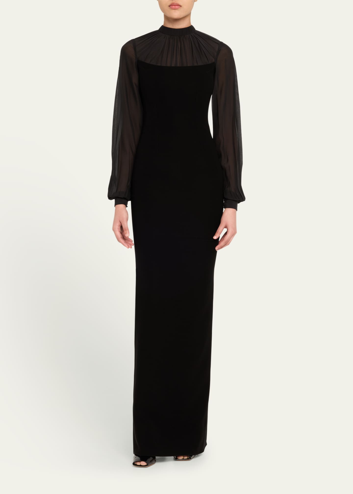 Gaurav Gupta Draped Chiffon Column Crepe Gown Image 2 of 5